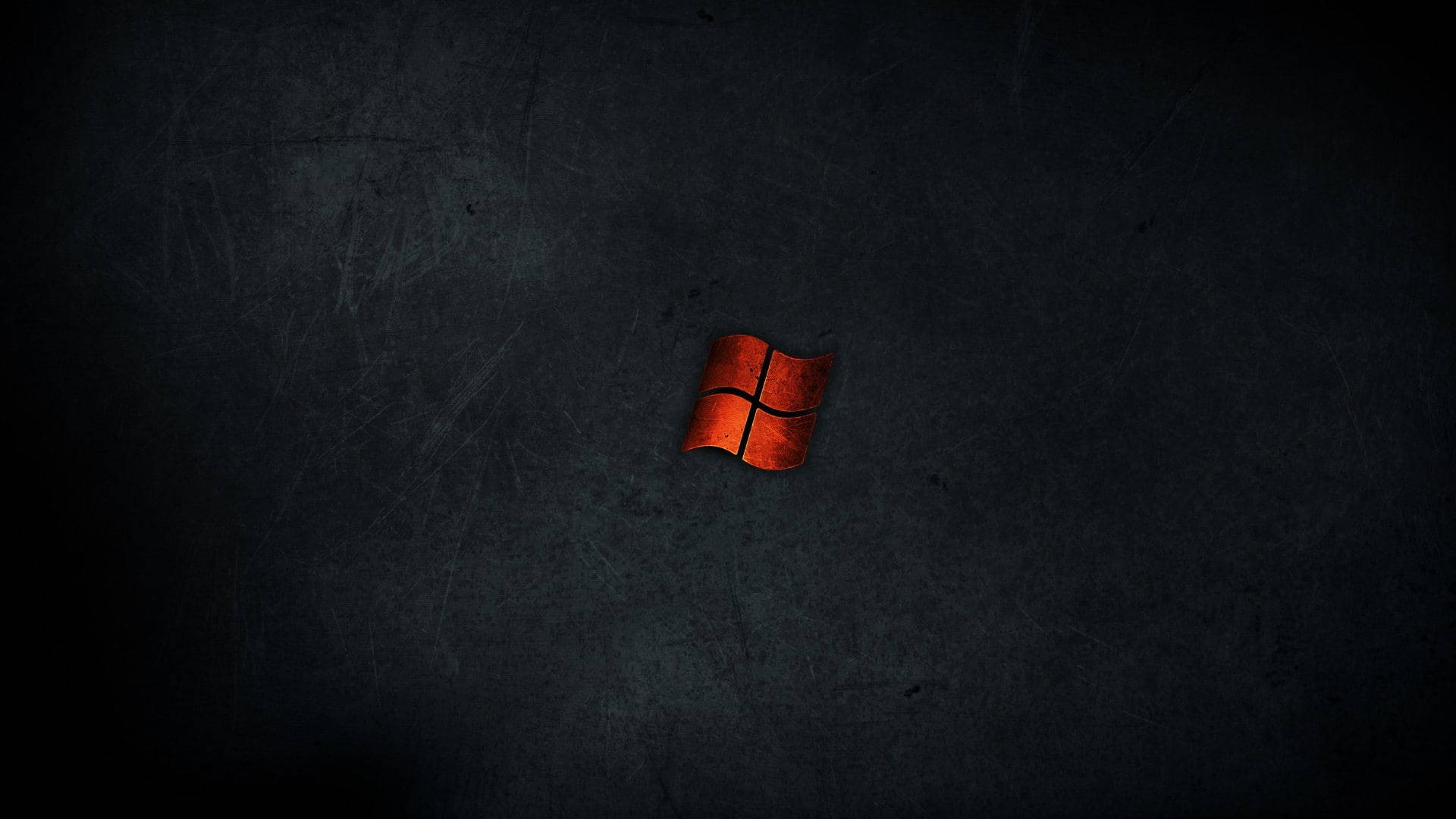 Rugged Black Windows 10 HD, glowing red Windows logo, dark scratched metallic surface, Full HD Desktop Wallpaper