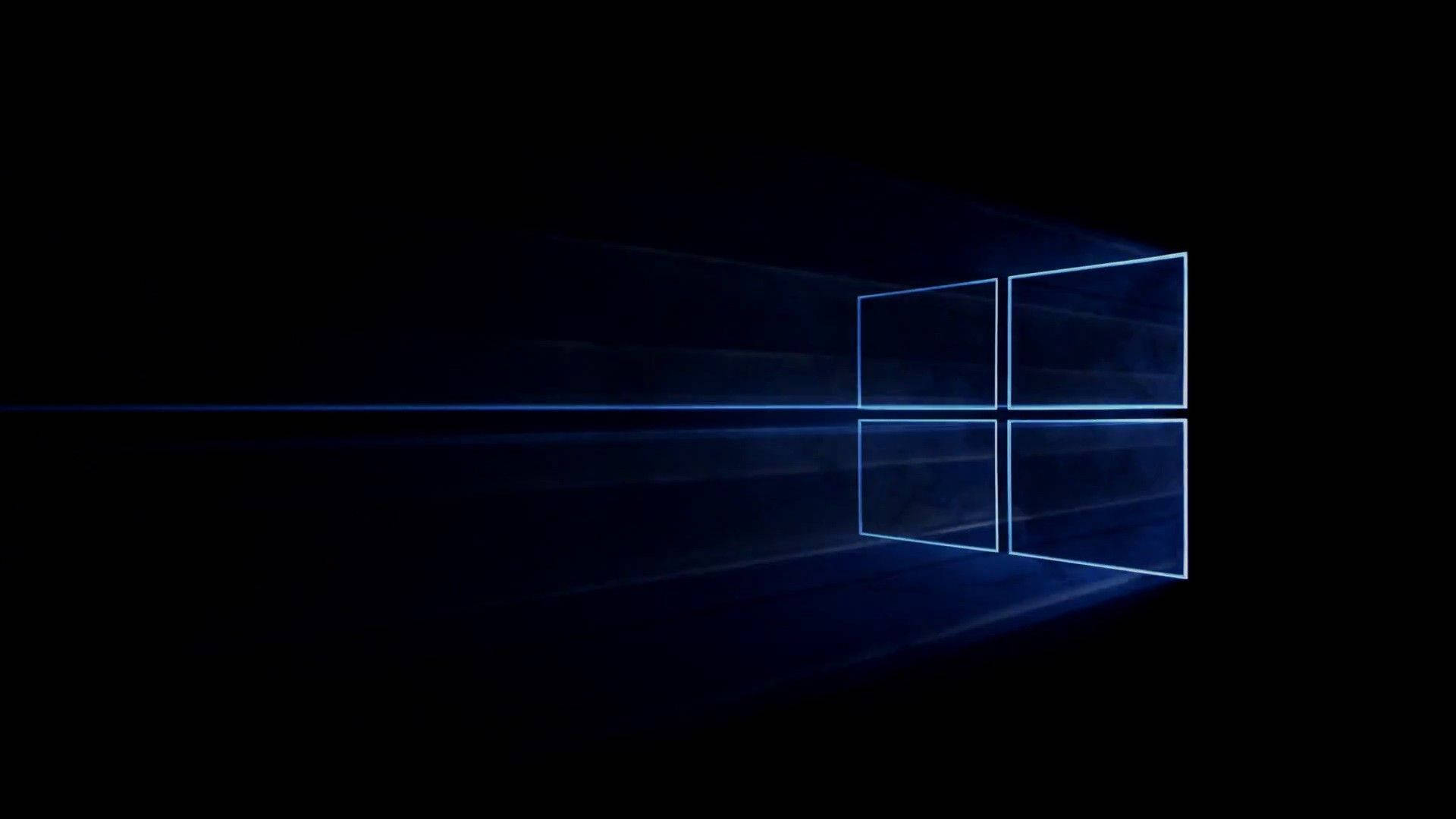 Black Windows 10 HD, blue outline, glowing blue Windows logo, Full HD Desktop Wallpaper