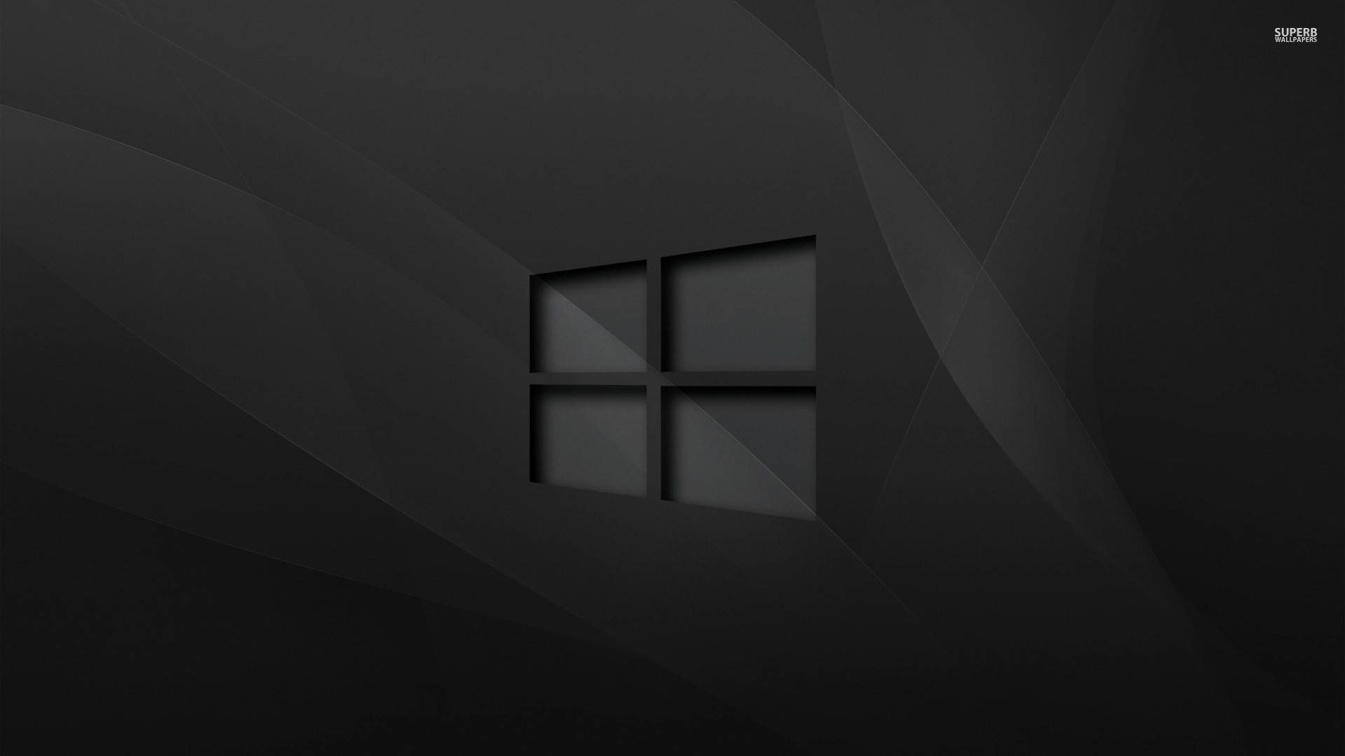 Black Windows 10 HD, charcoal background, geometric Windows logo, Full HD Desktop Wallpaper