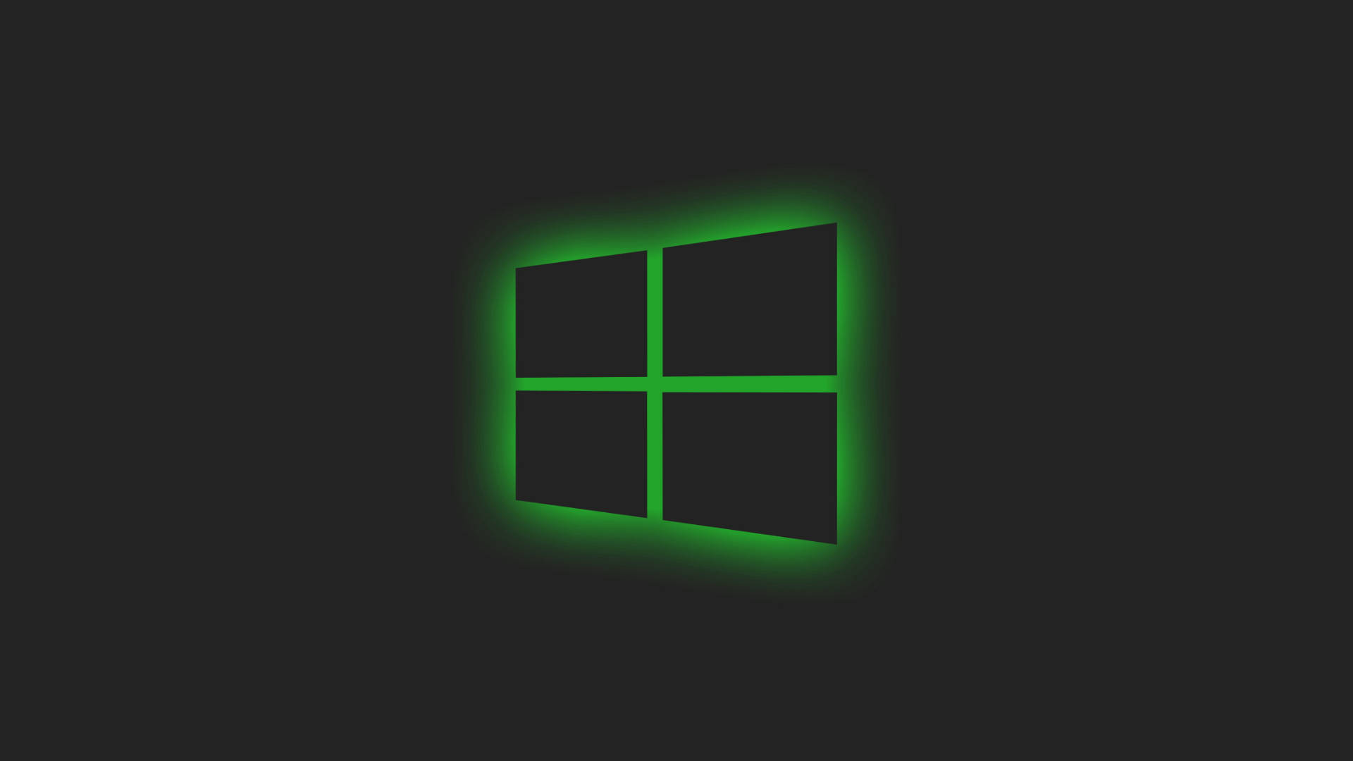 Black Windows 10 HD, green lights, glowing green Windows logo, Full HD Desktop Wallpaper