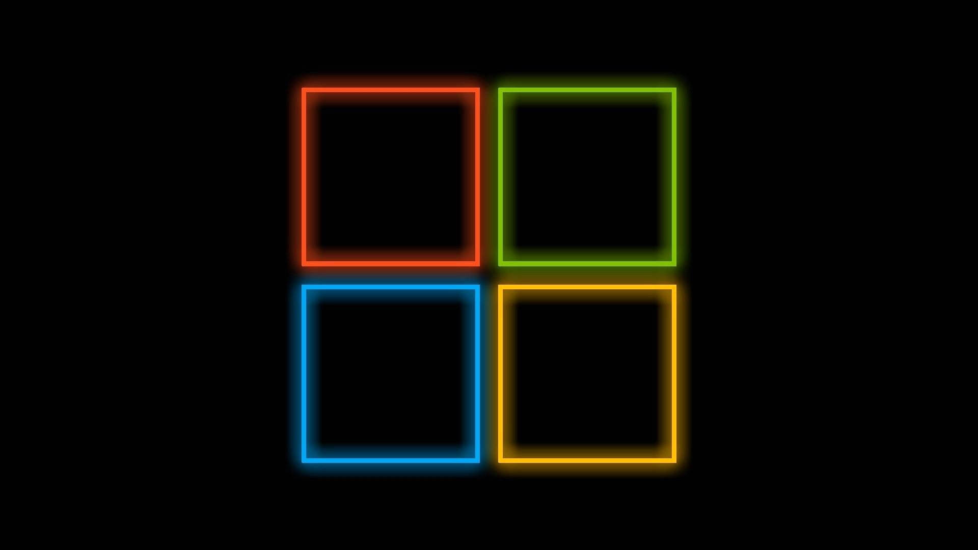 Black Windows 10 HD, neon squares, red, Full HD Desktop Wallpaper