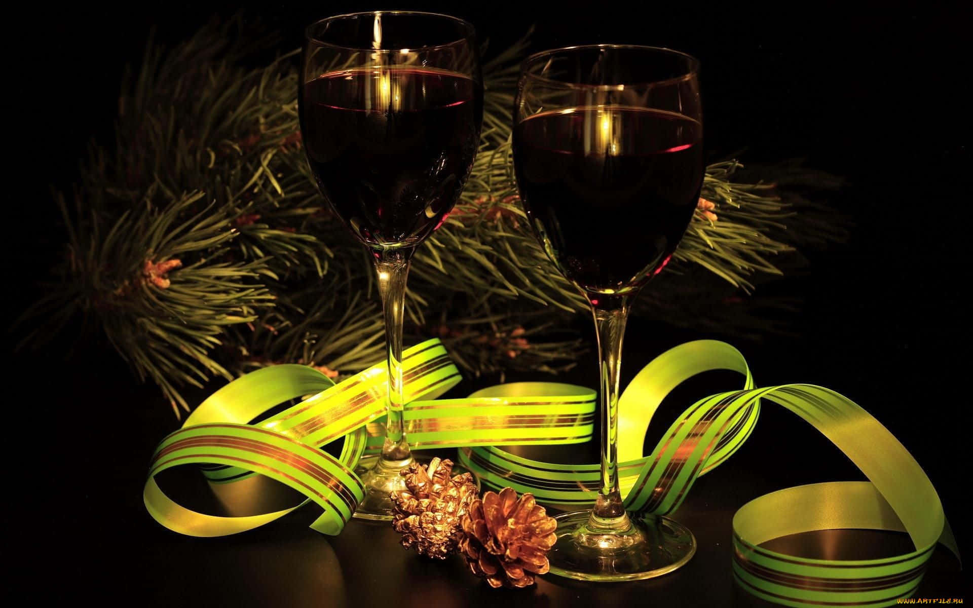 Black Wine, red wine, pine branches, Full HD Desktop Wallpaper
