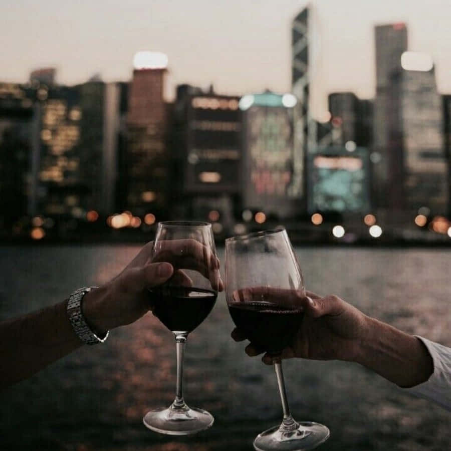 Black Wine, dusk, city skyline, SD Desktop Wallpaper