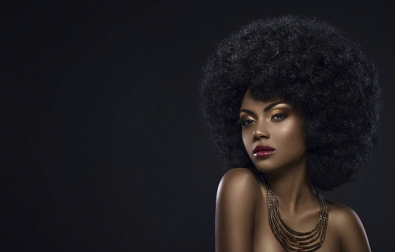 beautiful black woman, afro hairstyle, bold makeup, HD Desktop Wallpaper