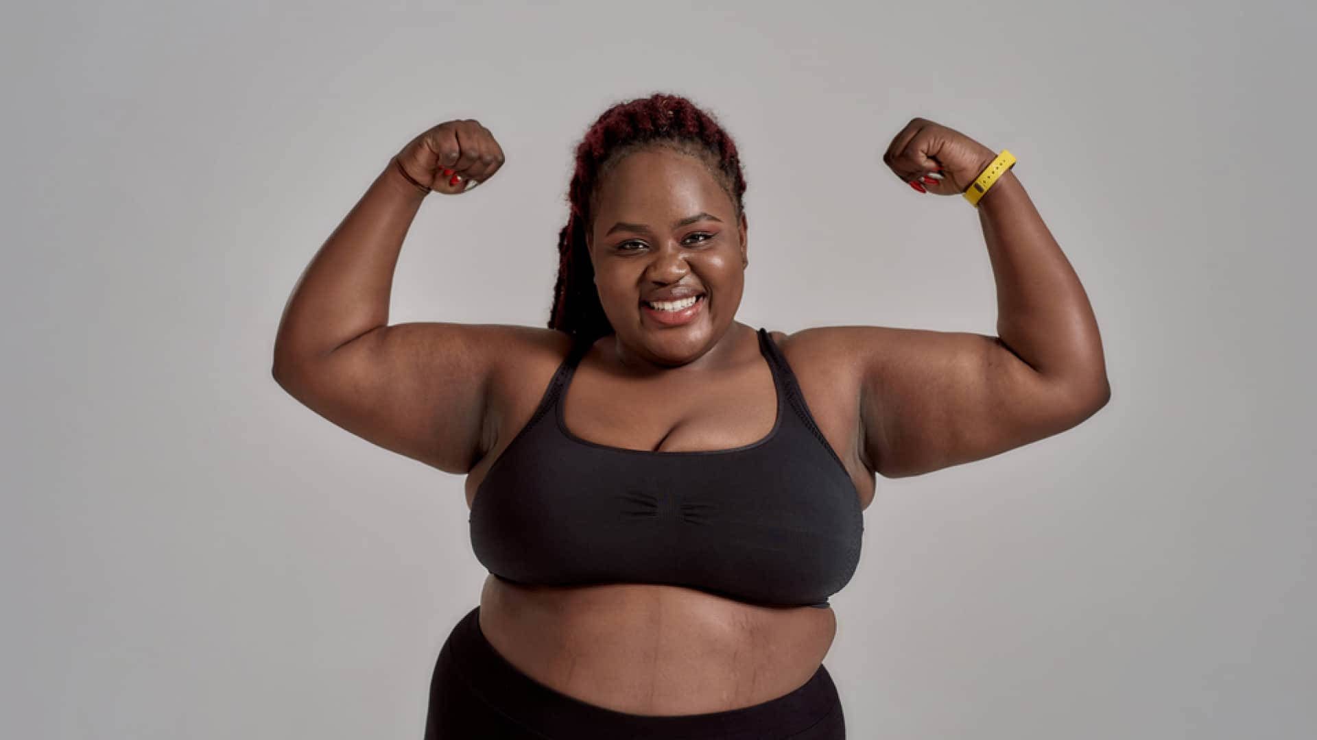 Strong Fat Black Woman, plus-size woman, biceps, Full HD Desktop Wallpaper