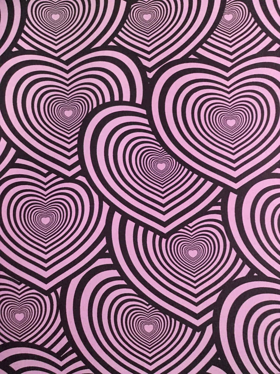 psychedelic heart pattern, black, pink, HD Phone Wallpaper