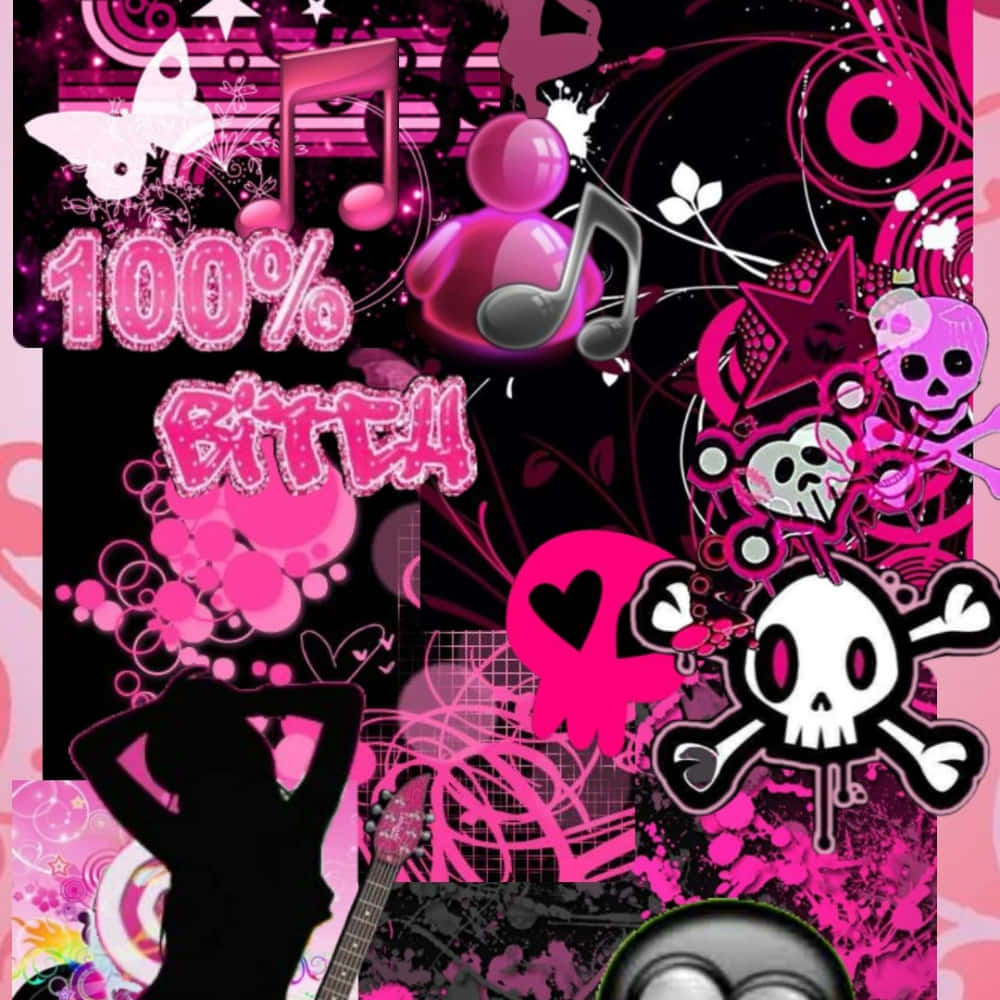 Y2 K Aesthetic Collage, pink, black, SD Desktop Wallpaper