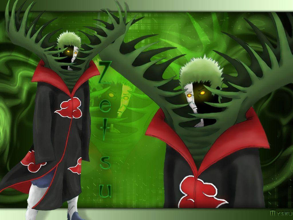 Zetsu, green hair, glowing eyes, SD Desktop Wallpaper