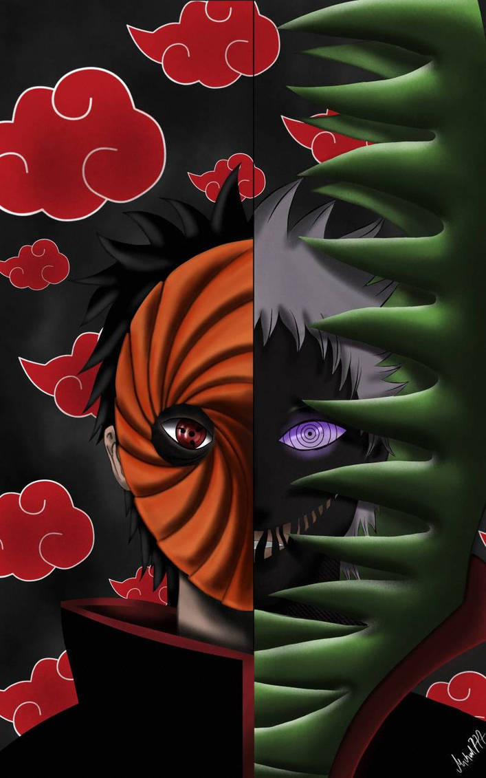 Zetsu, orange swirls, red clouds, SD Phone Wallpaper