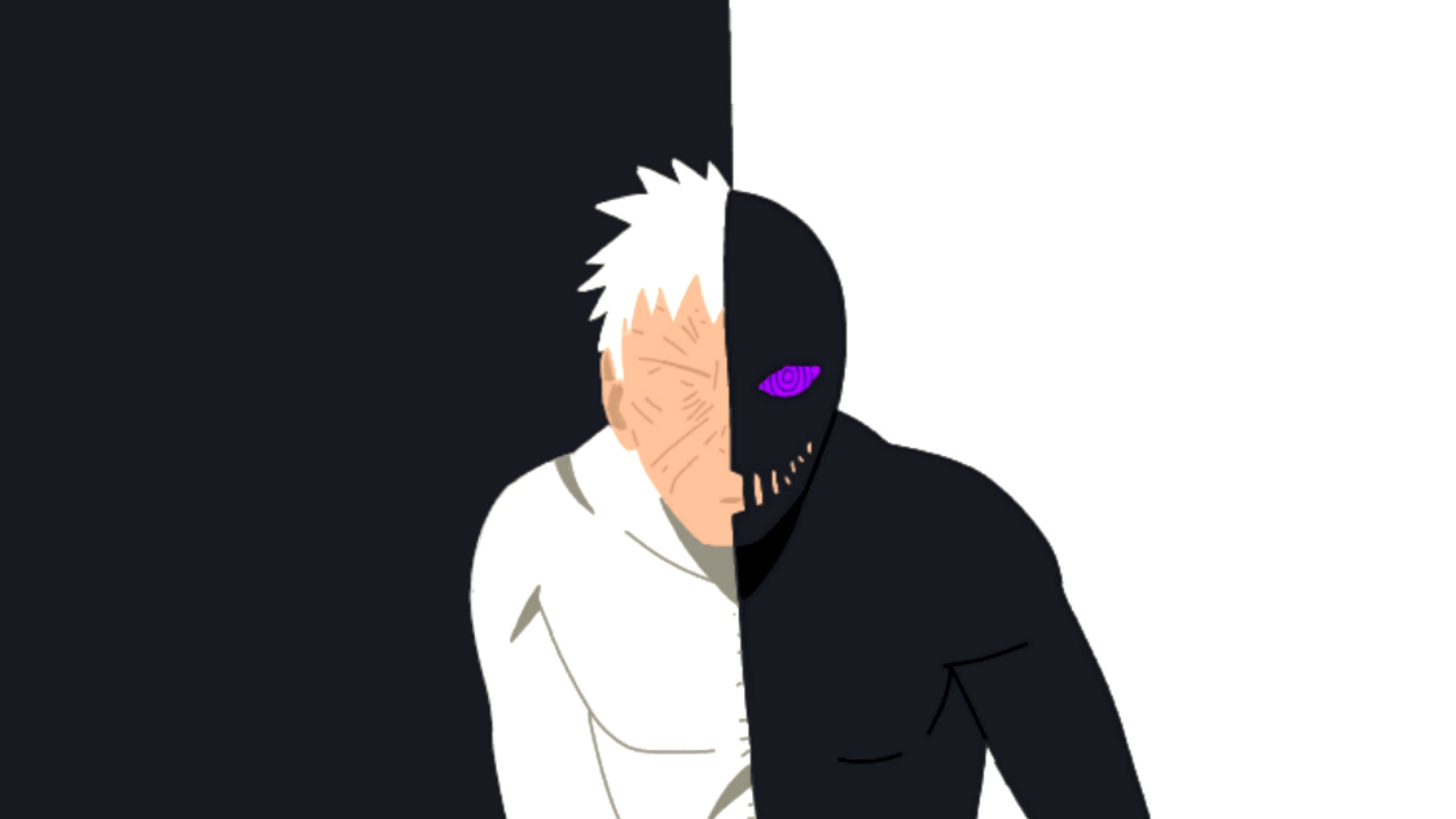 Zetsu, anime character, half white half black, 2K Desktop Wallpaper