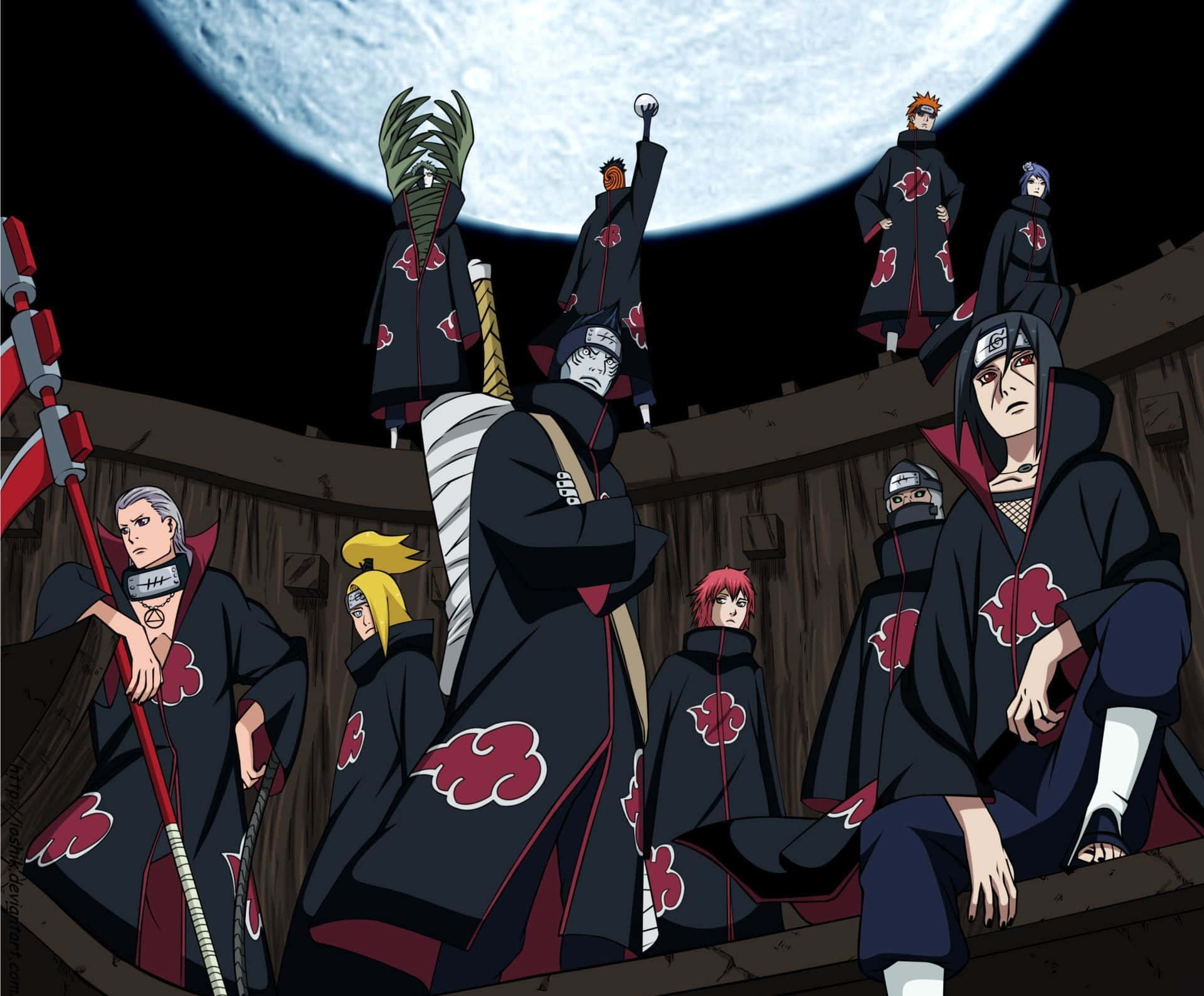 Black Zetsu, red clouds, wooden platform, Full HD Desktop Wallpaper