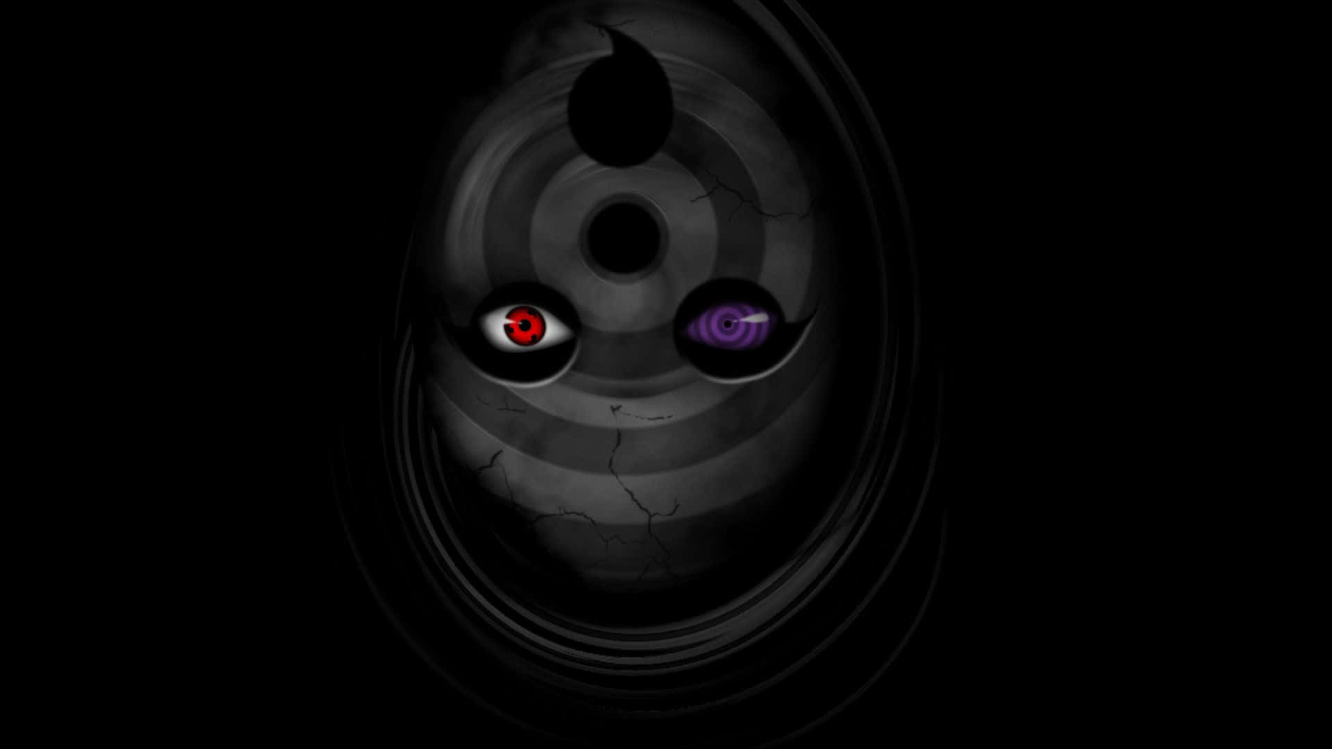 Black Zetsu, glowing red and purple eyes, dark, cracked mask, Full HD Desktop Wallpaper
