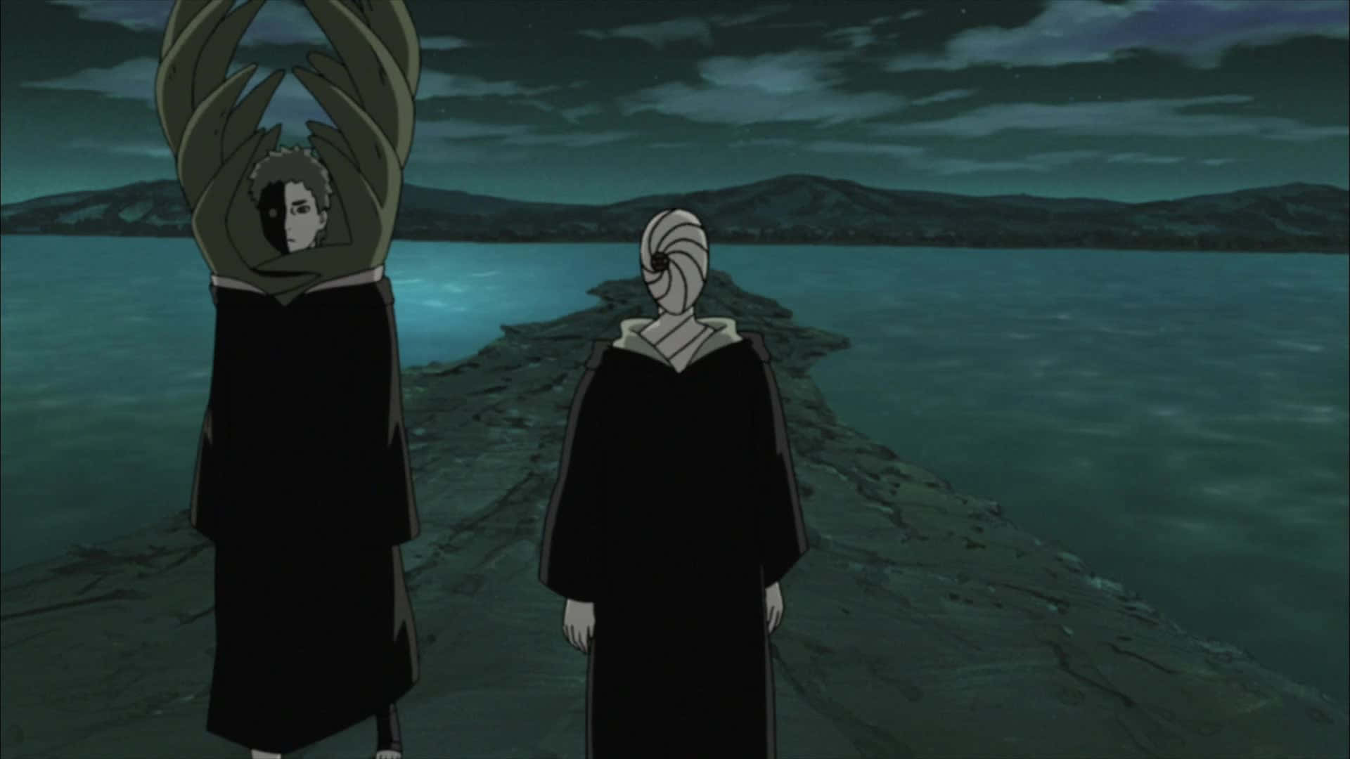 Black Zetsu, teal sea, dark cloudy sky, Full HD Desktop Wallpaper
