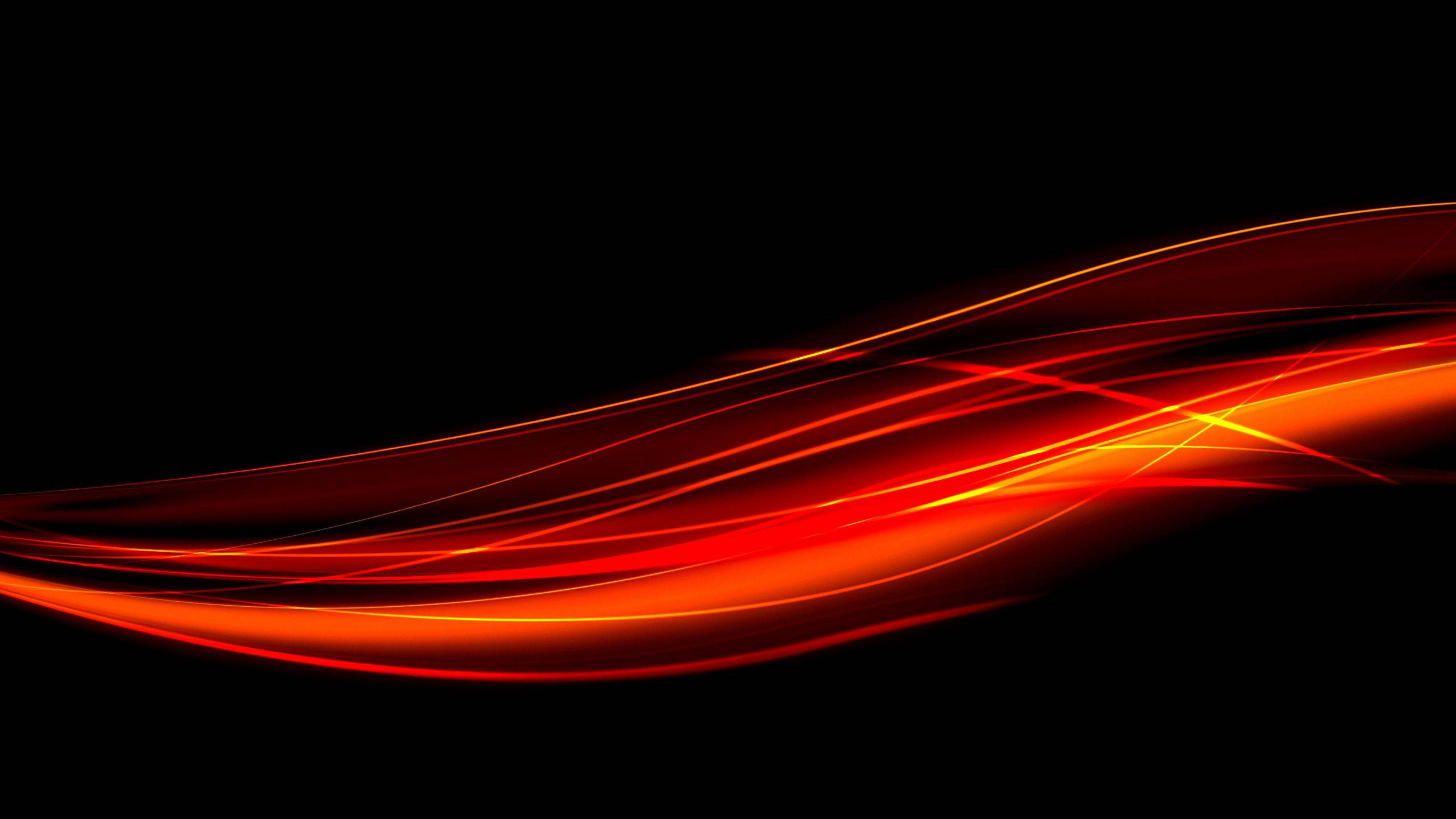 red, orange glowing light streaks, deep black background, 2K Desktop Wallpaper