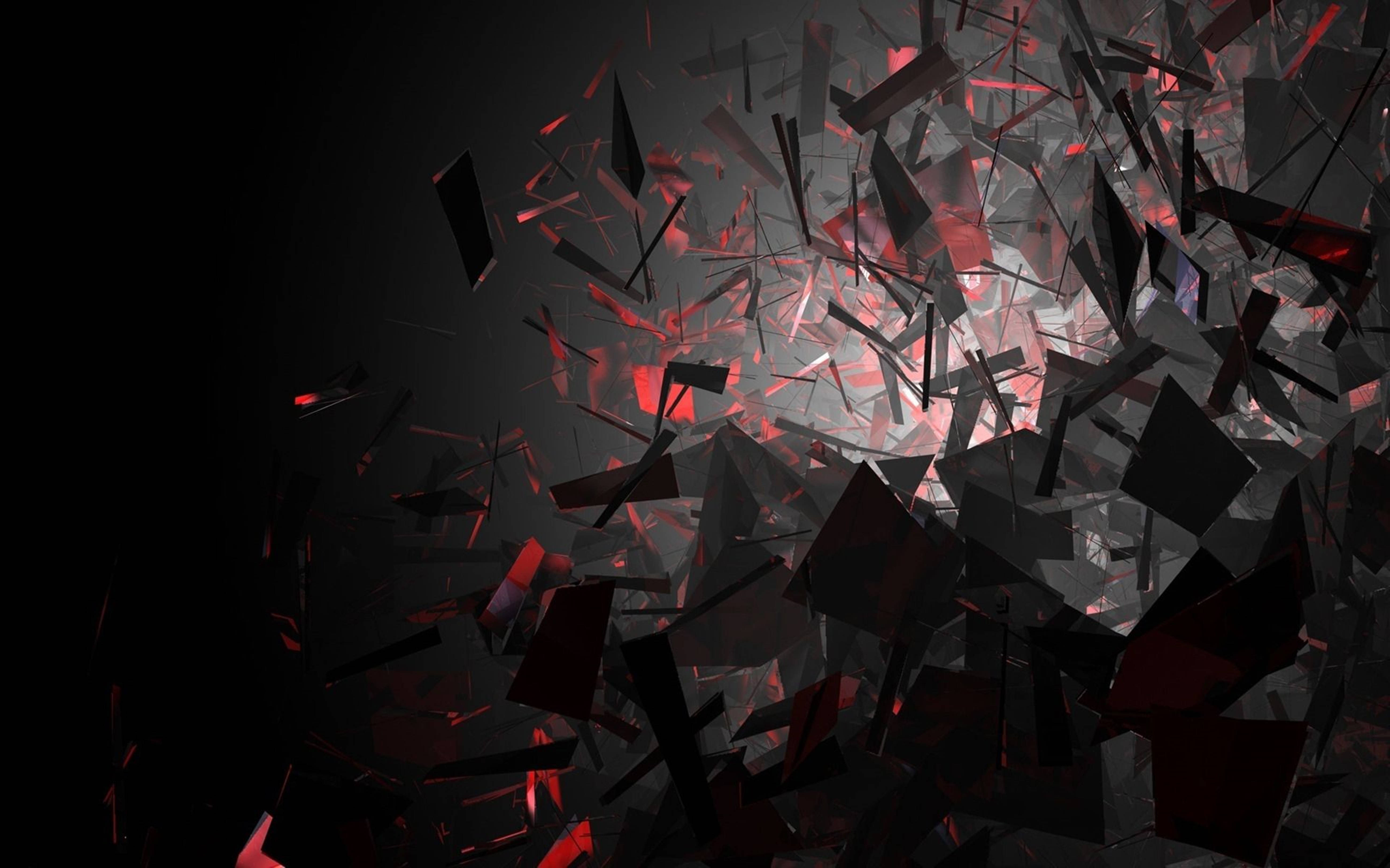4K Ultra HD, Black Shards Abstract, vibrant red, 5K Desktop Wallpaper