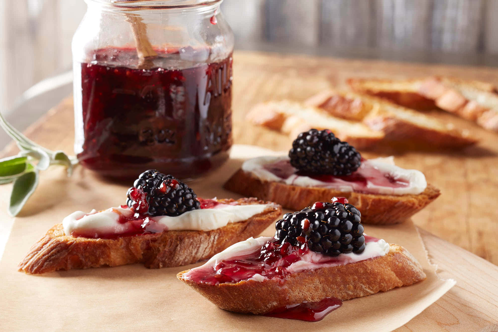 Blackberry Jam, toasted bread, creamy white spread, Full HD Desktop Wallpaper