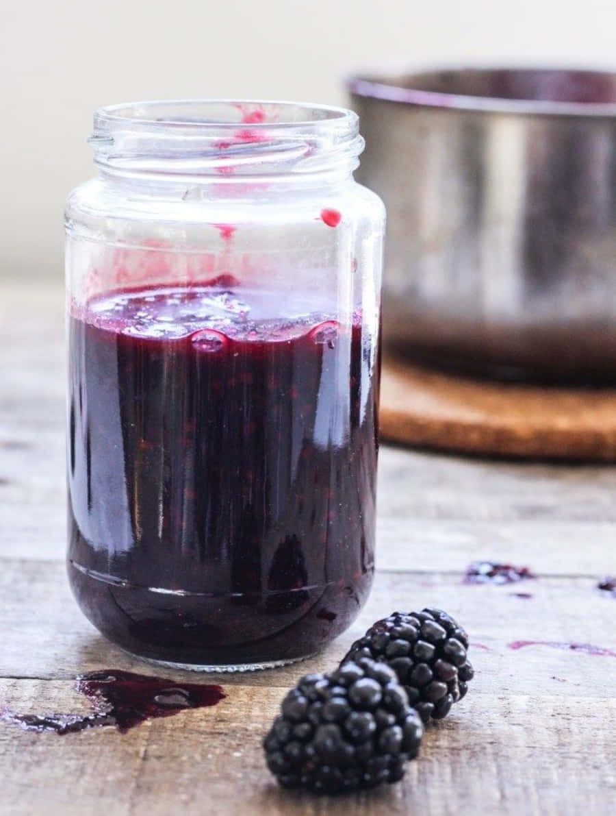 Blackberry Jam, glass jar, dark purple blackberry jam, SD Phone Wallpaper
