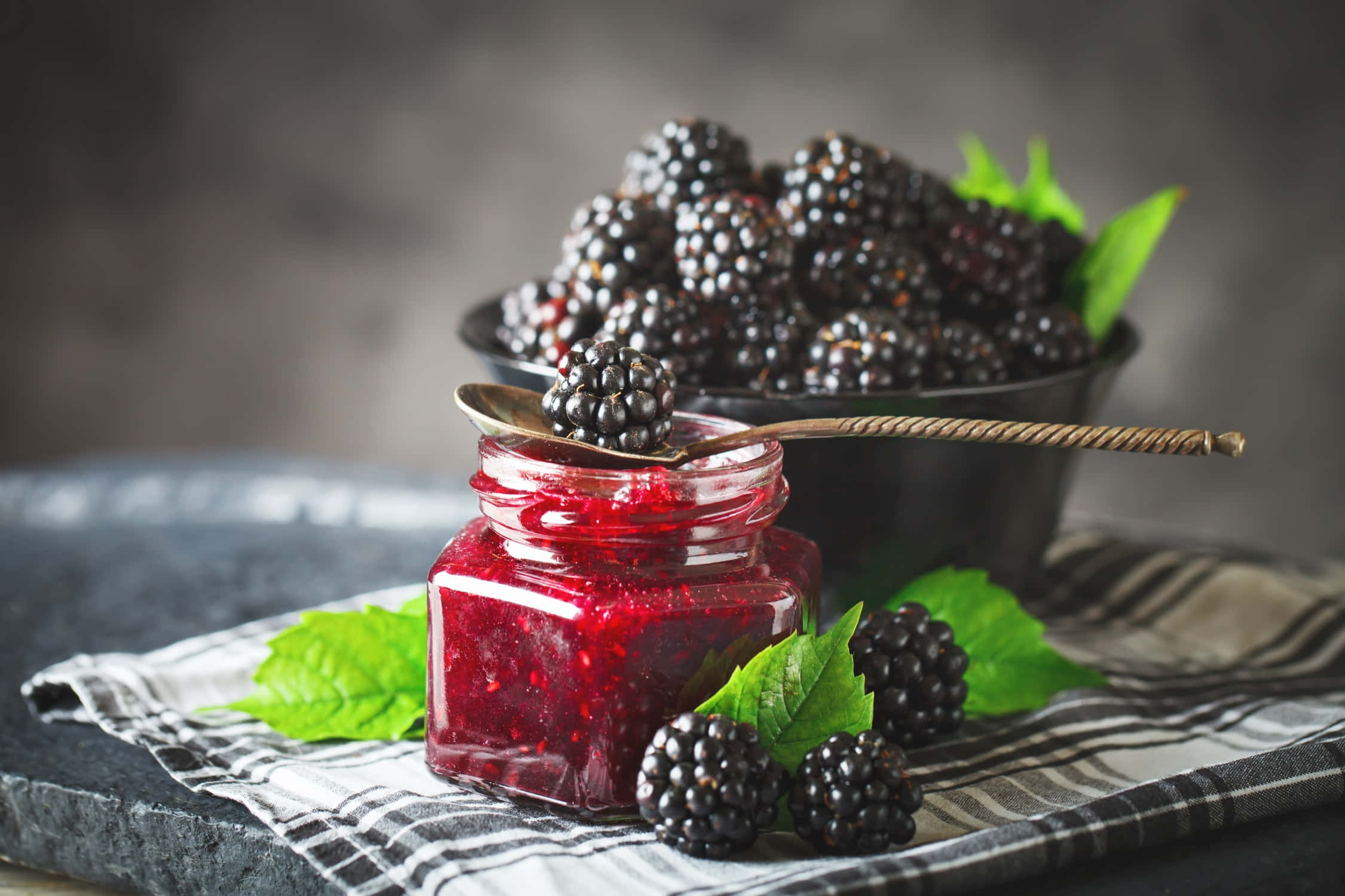 Blackberry Jam, glossy blackberry jam, fresh berries, Full HD Desktop Wallpaper