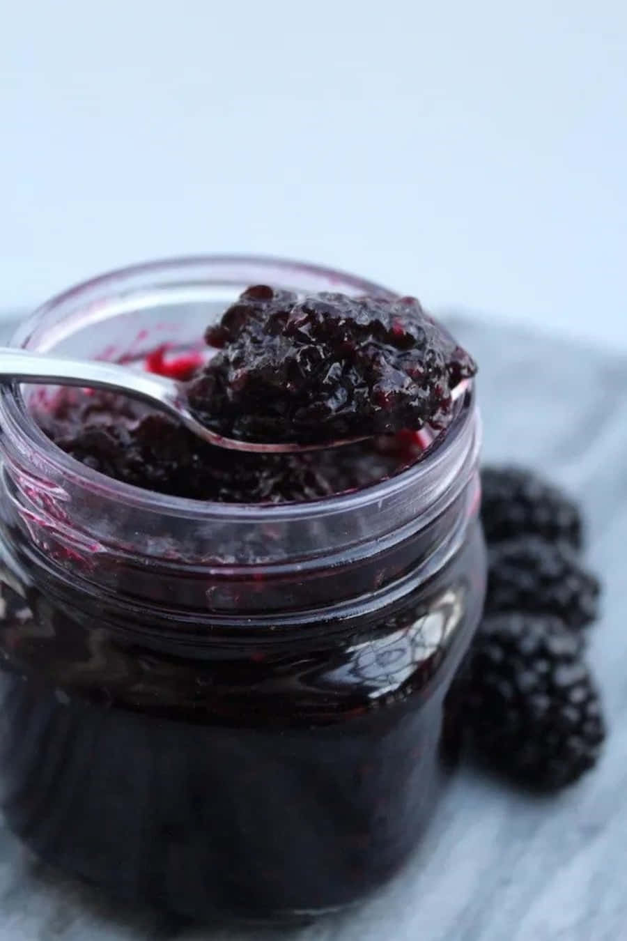 Blackberry Jam, glossy blackberry jam, spoonful, HD Phone Wallpaper