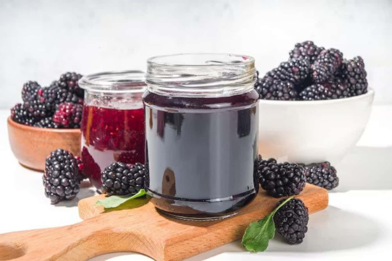 Blackberry Jam, glass jars, fresh berries, HD Desktop Wallpaper
