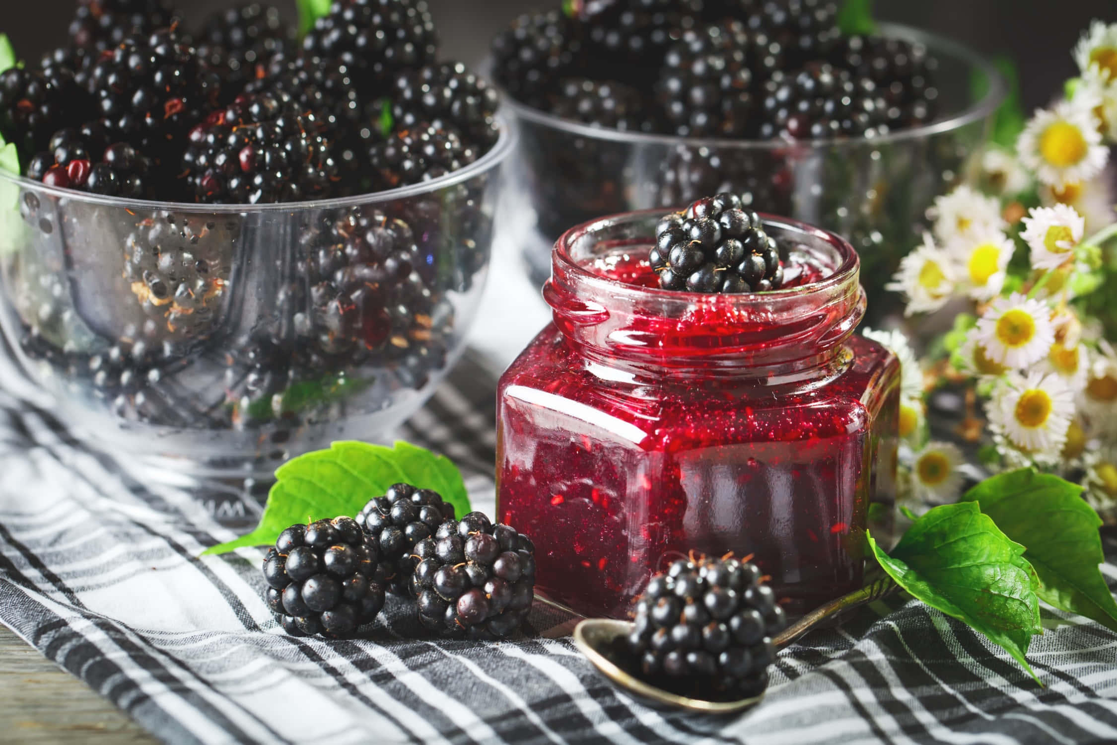 Blackberry Jam, glossy blackberry jam, fresh berries, Full HD Desktop Wallpaper