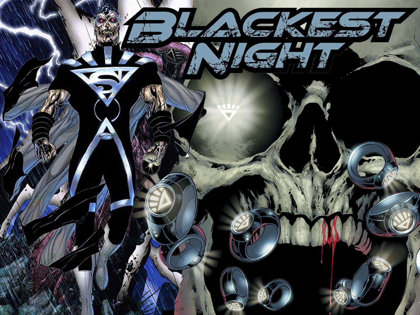 Blackest Night, skeletal Superman, giant skull, HD Desktop Wallpaper