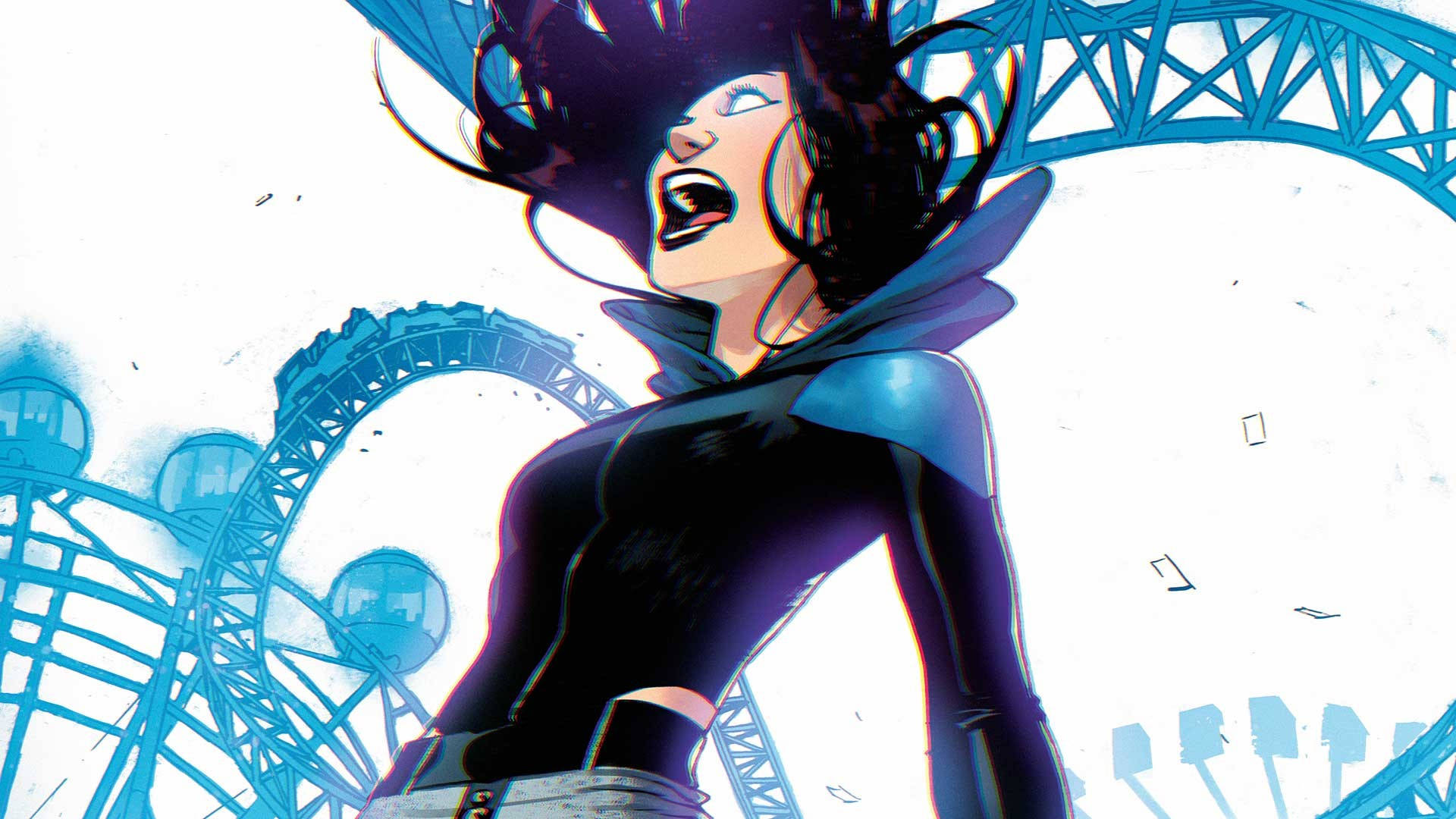 Blackfire, amusement park, blue roller coaster, Full HD Desktop Wallpaper
