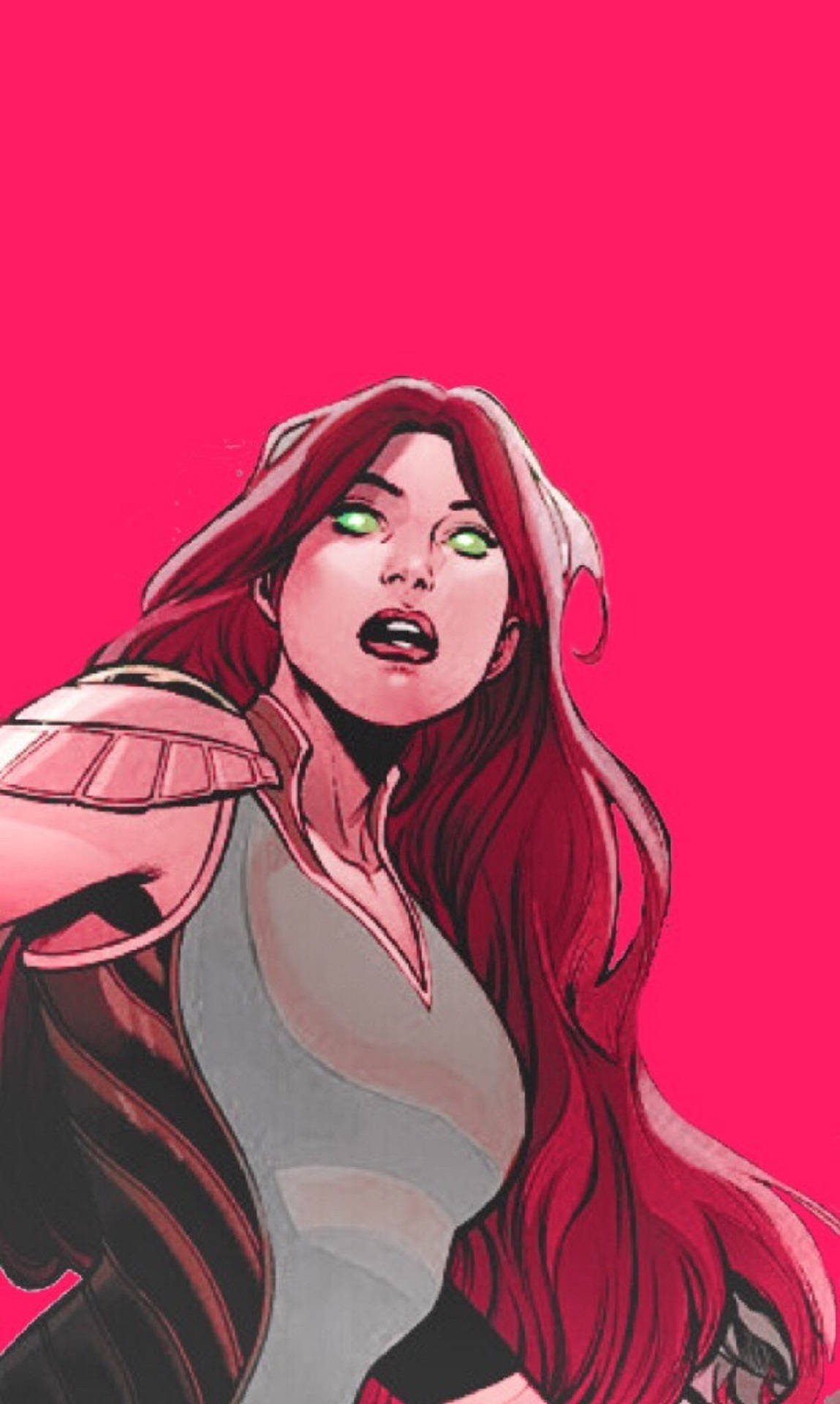 Blackfire, red-haired, glowing green eyes, Full HD Phone Wallpaper