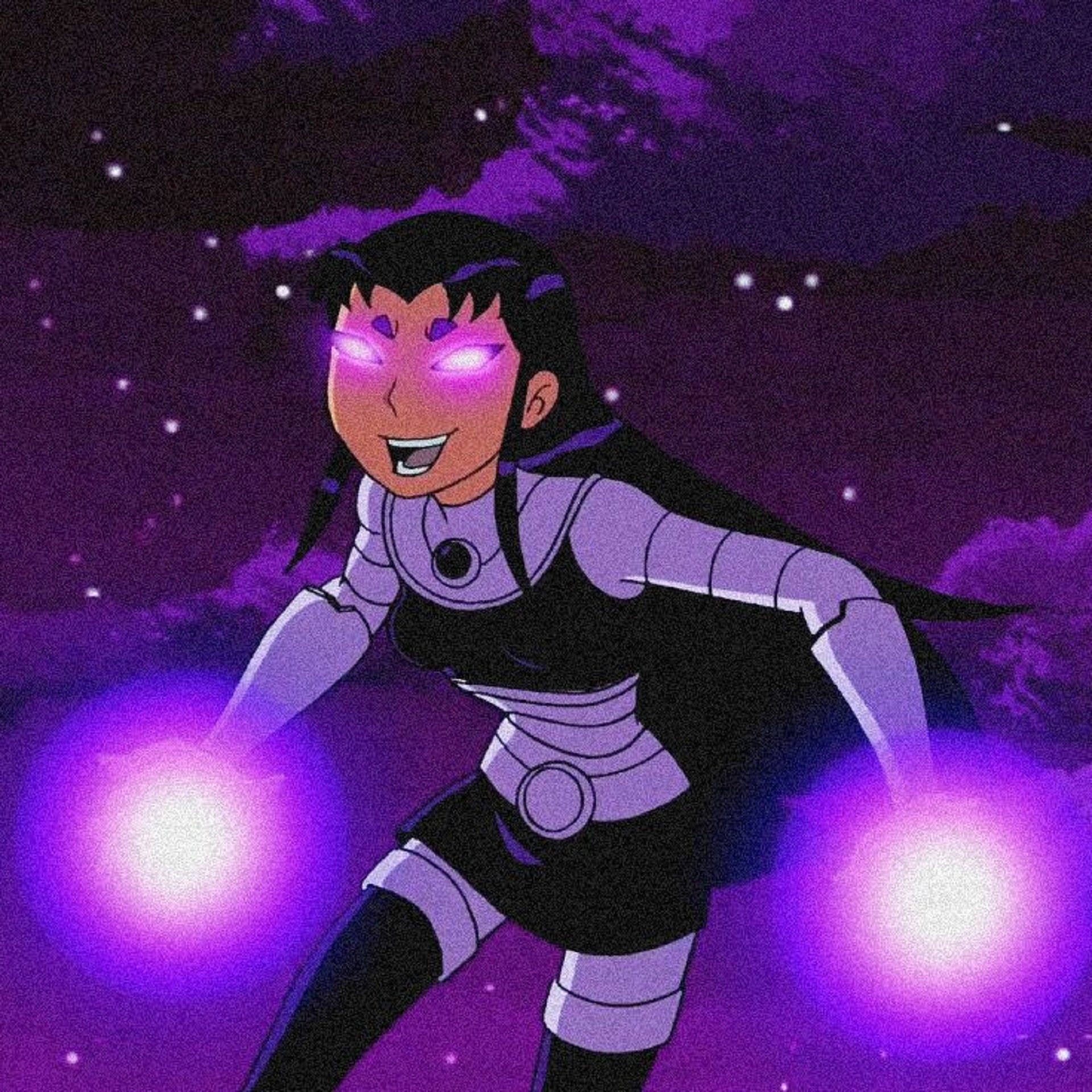 Blackfire, starry purple sky, glowing purple eyes, Full HD Desktop Wallpaper