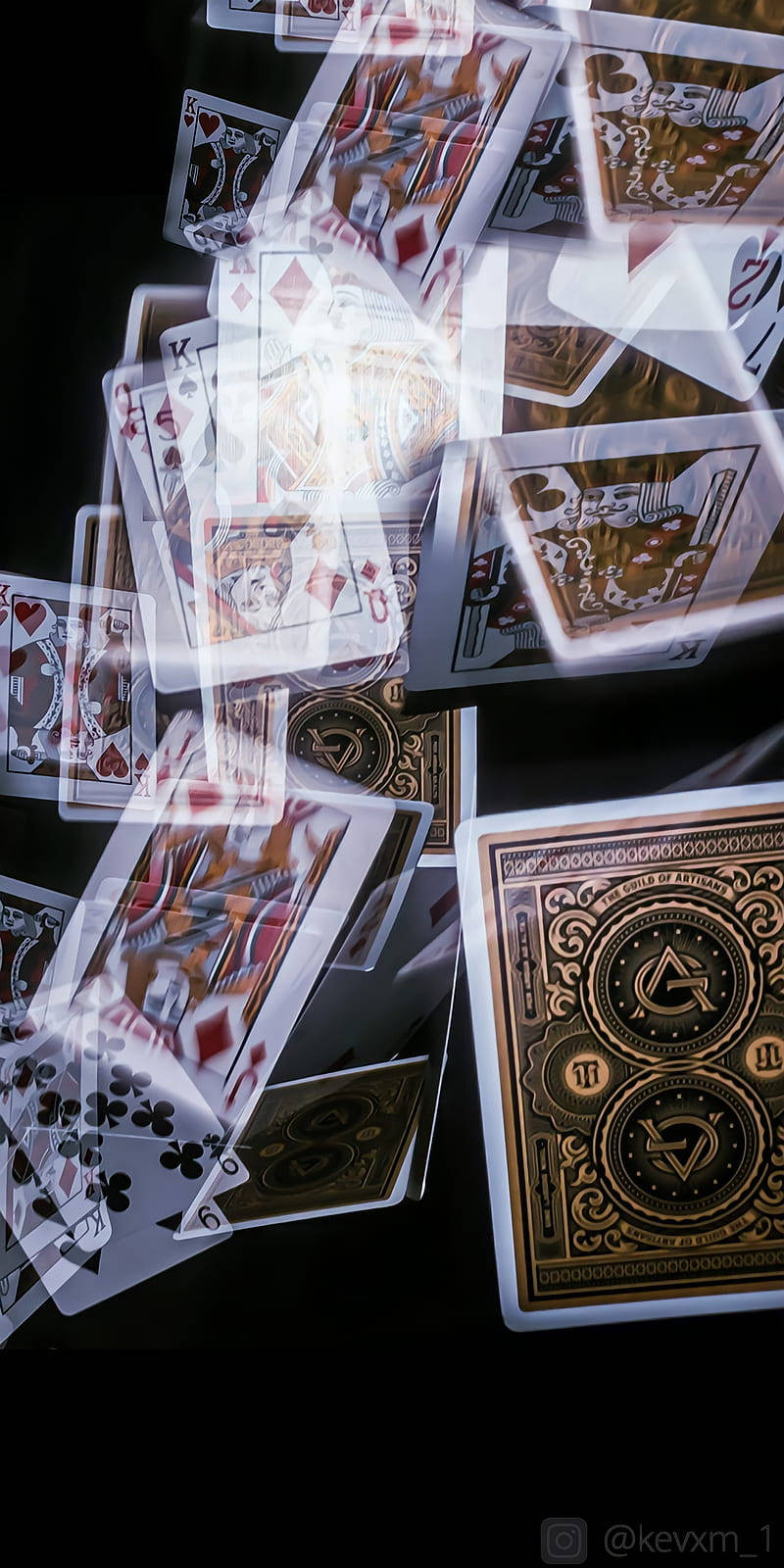 translucent blackjack cards, ornate gold backs, glowing edges, HD Phone Wallpaper