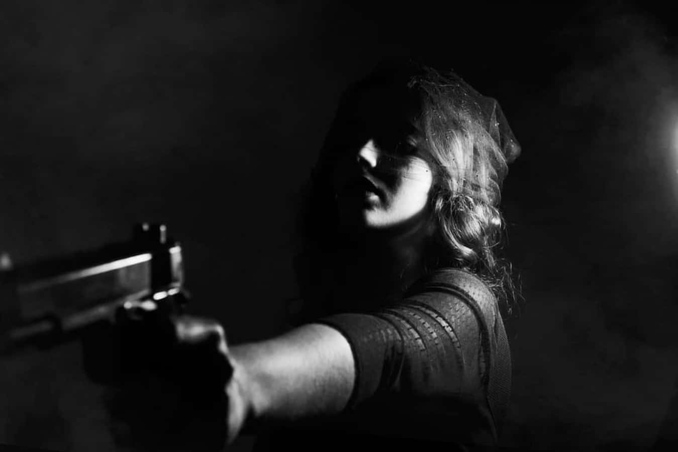Blackmail, black and white, pistol, HD Desktop Wallpaper