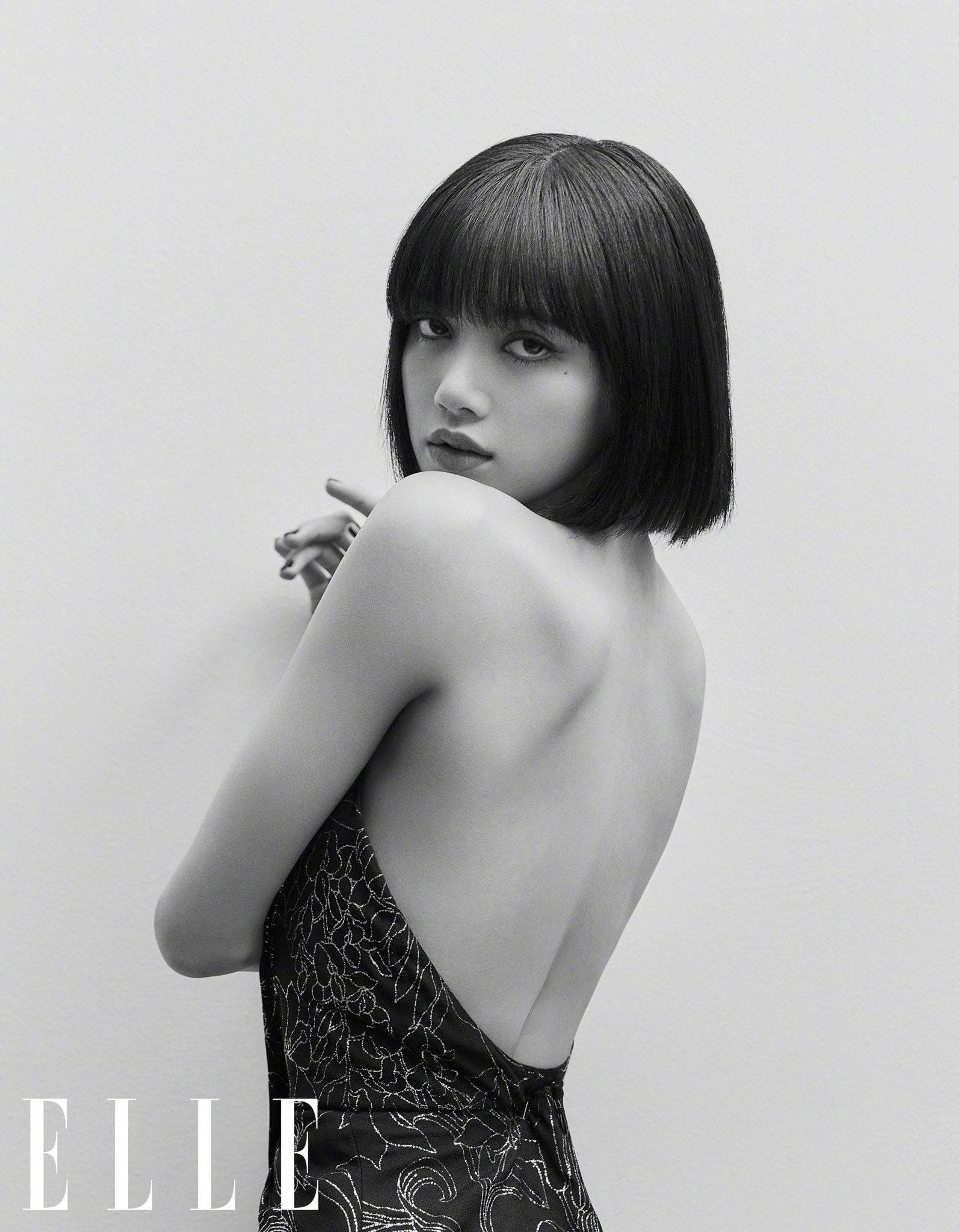Blackpink, short bob haircut, patterned dress, Full HD Phone Wallpaper