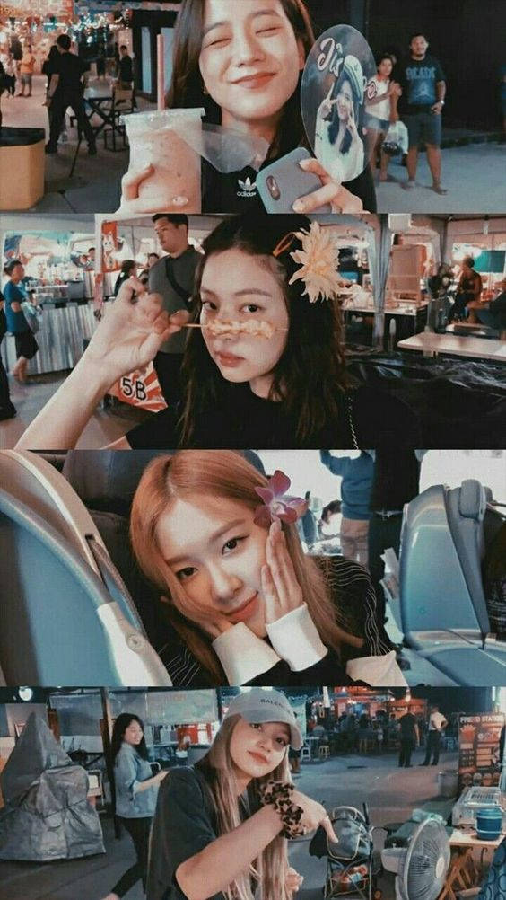 Blackpink Aesthetic, nighttime, outdoor market, SD Phone Wallpaper