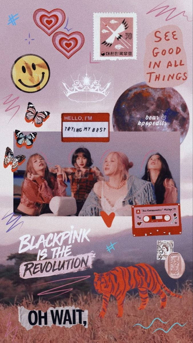 BLACKPINK, hearts, butterflies, SD Phone Wallpaper