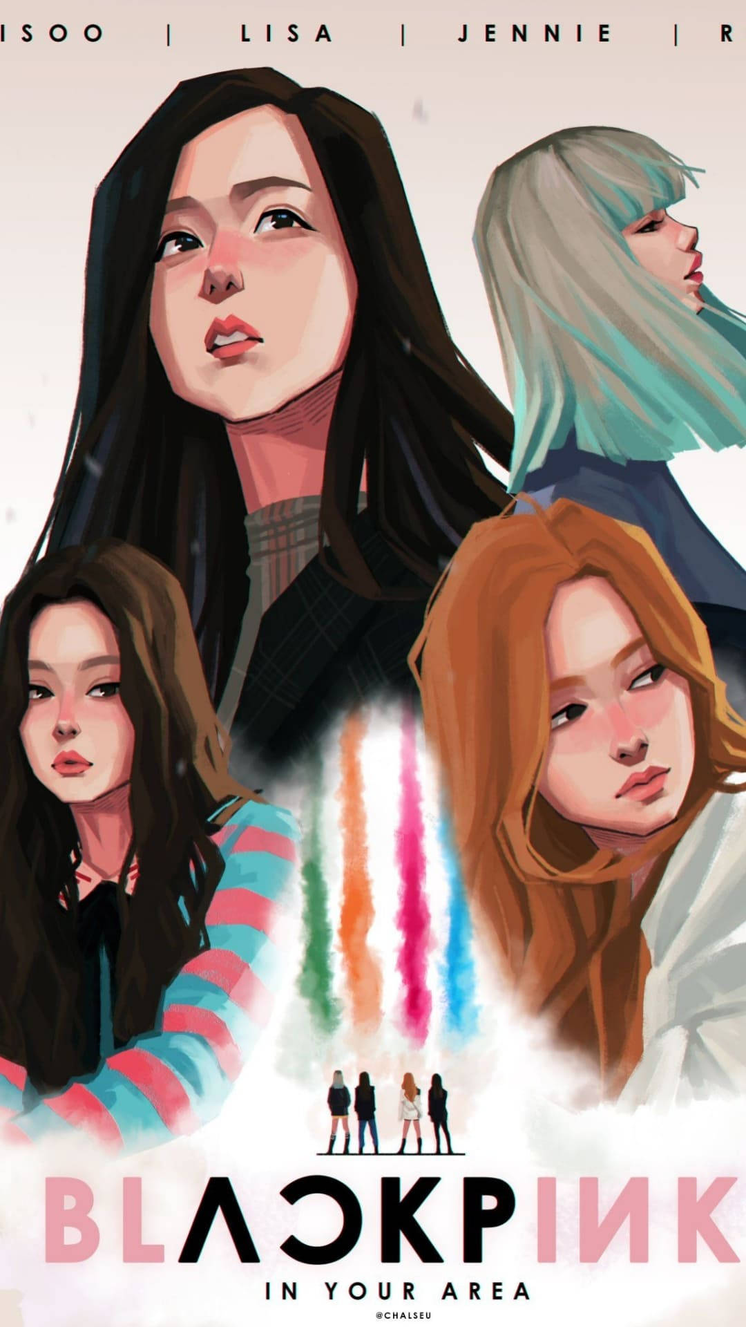 Blackpink, cute digital poster, stylized female idols, Full HD Phone Wallpaper