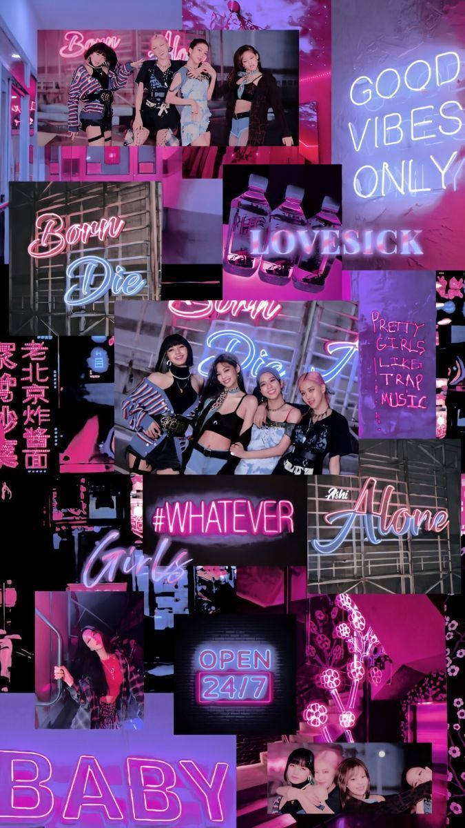 neon signs, Blackpink Aesthetic, vibrant pink, SD Phone Wallpaper