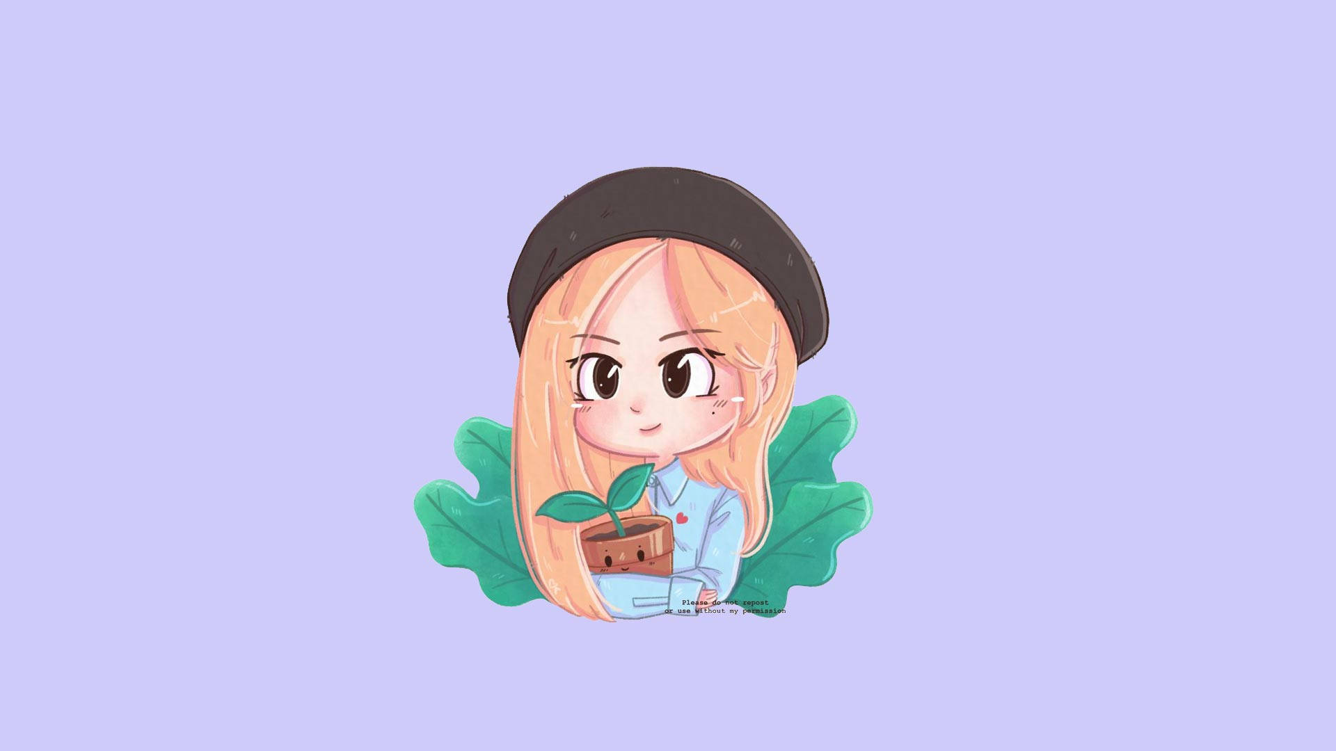 Blackpink Anime, blonde hair, black beret, Full HD Desktop Wallpaper