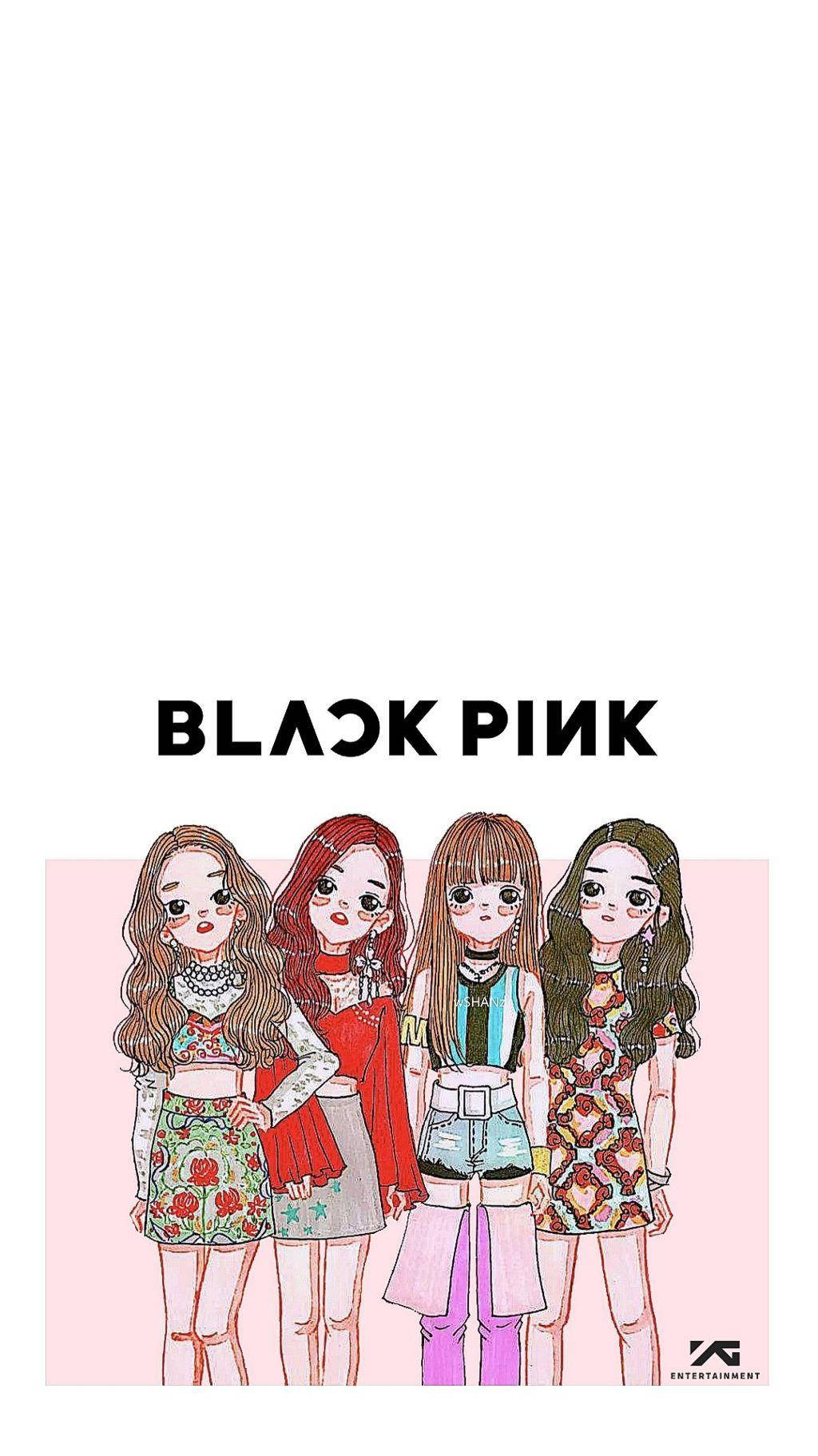 Blackpink Anime, Four stylized anime girls, colorful outfits, HD Phone Wallpaper