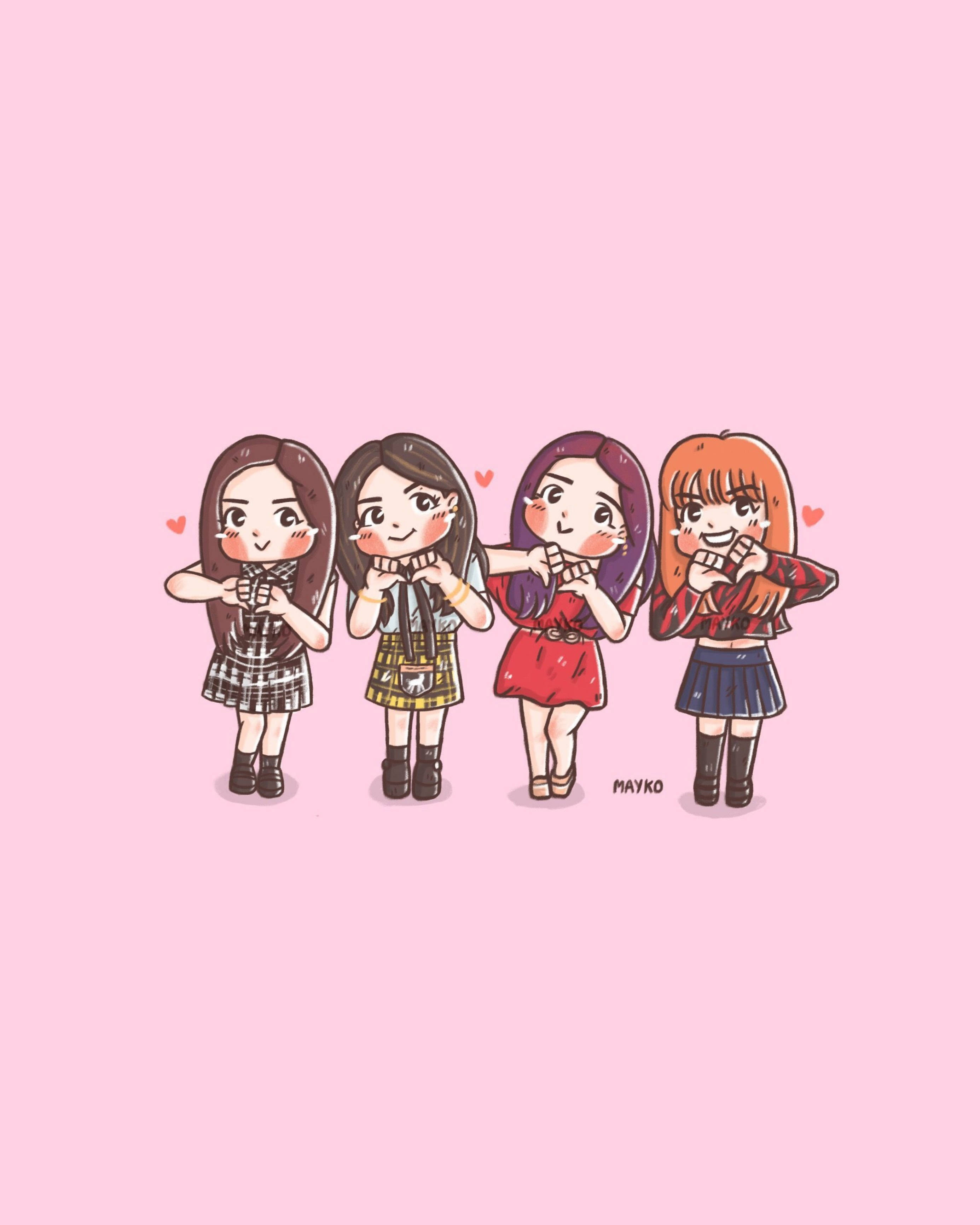 Blackpink, anime girls, school uniforms, 2K Phone Wallpaper