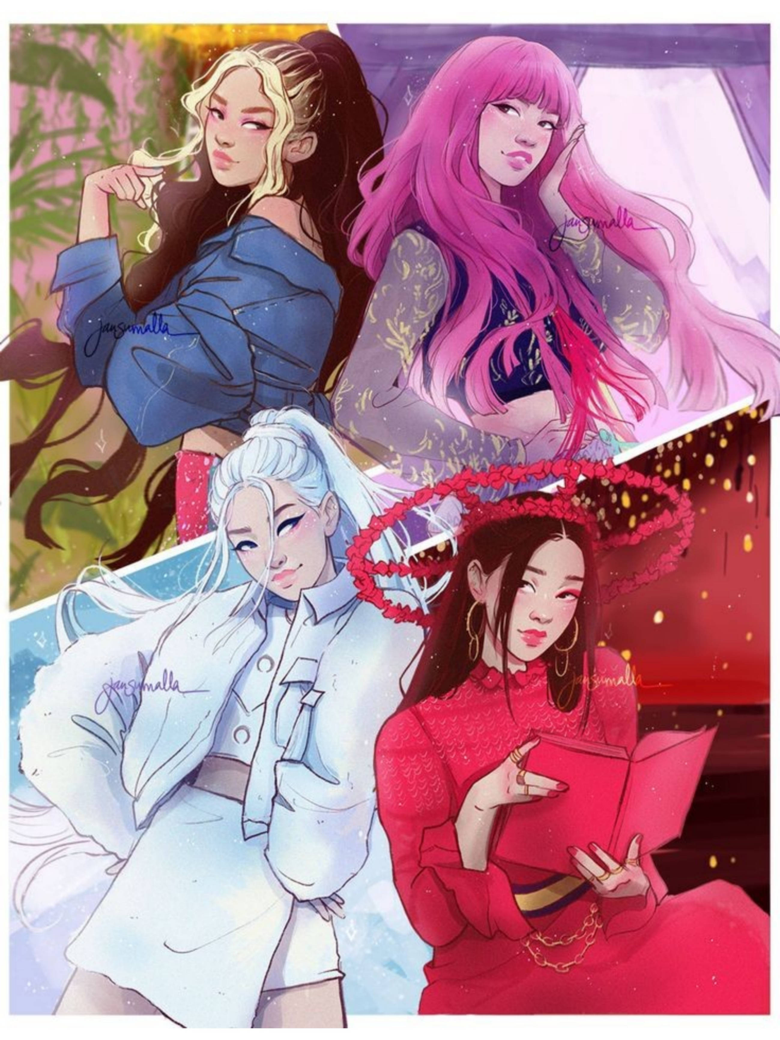Blackpink, anime, stylized anime girls, 2K Phone Wallpaper