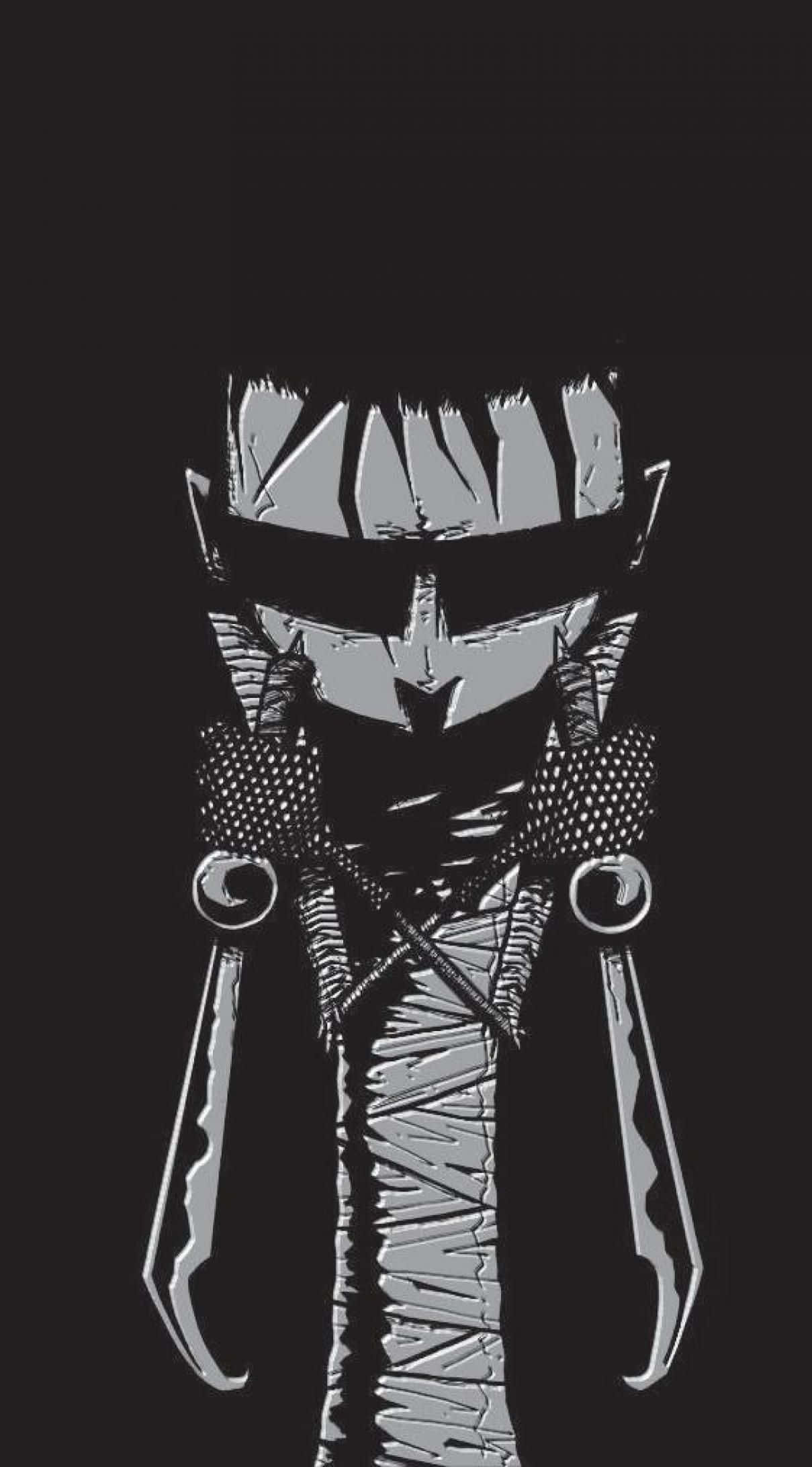 Black Cartoon Characters, monochrome illustration, menacing masked figure, Full HD Phone Wallpaper