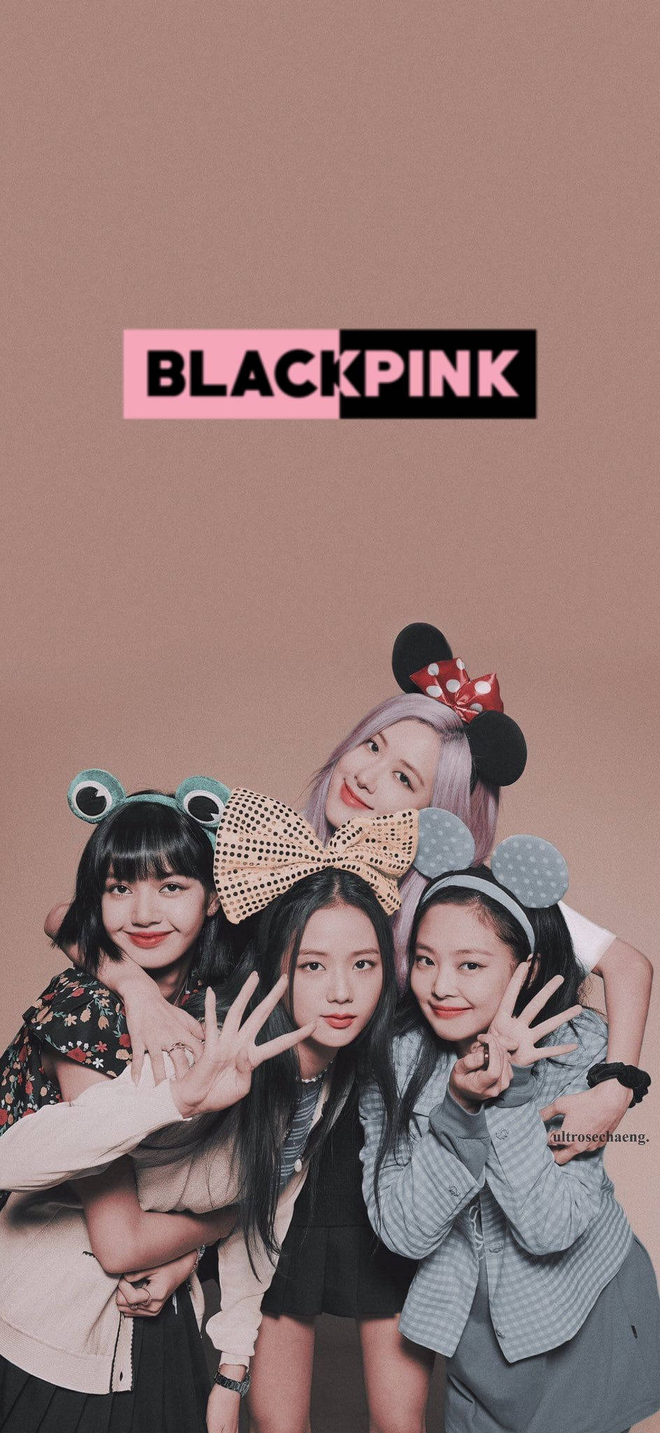 BLACKPINK, headbands, solid pink background, Full HD Phone Wallpaper