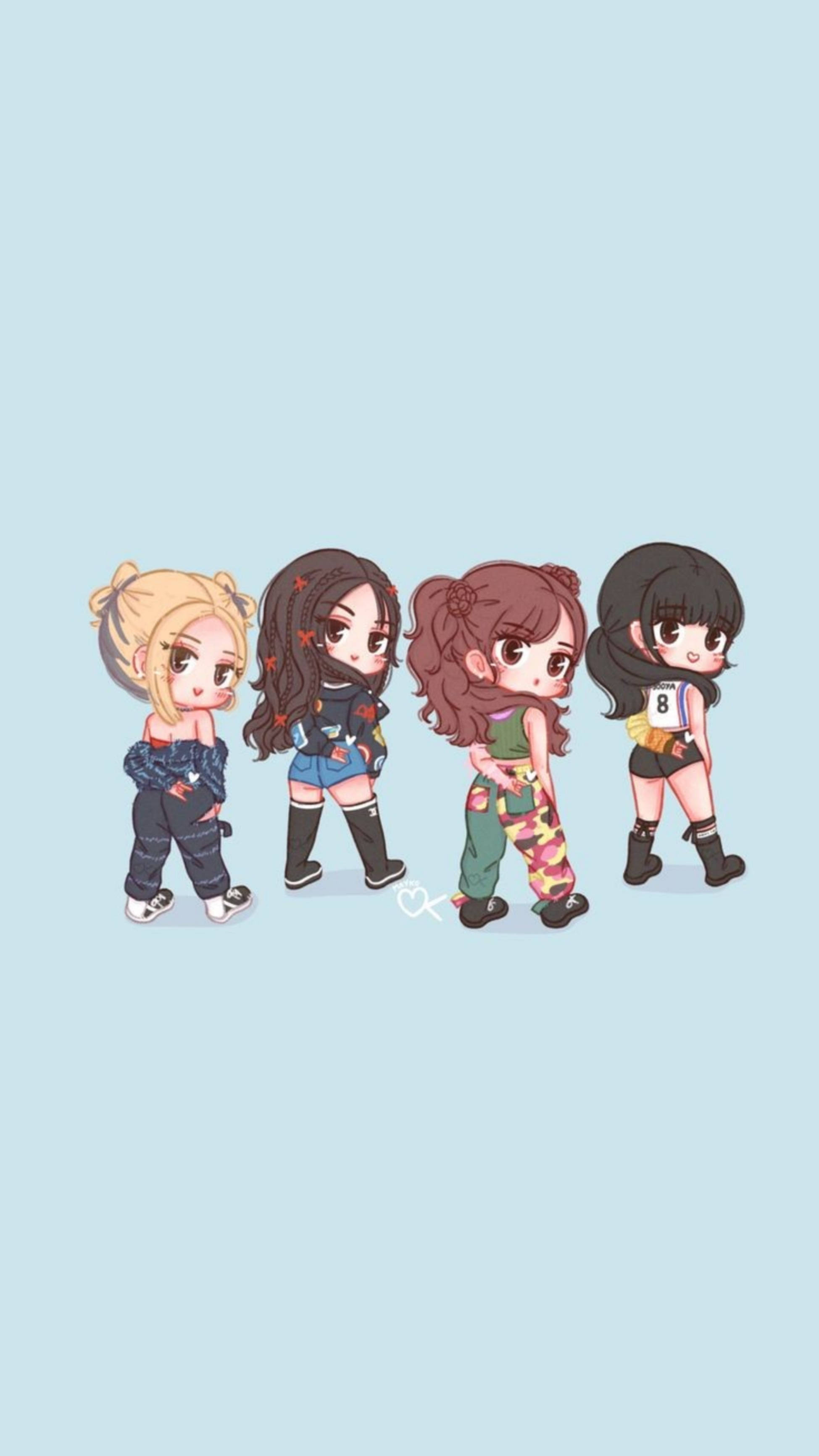 Blackpink, chibi, anime girls, 2K Phone Wallpaper
