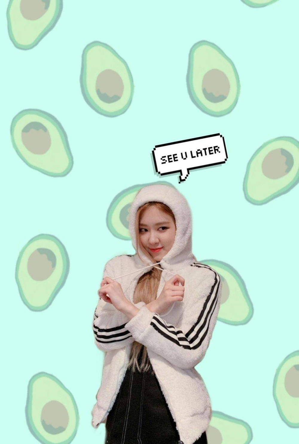 Blackpink Cute, hooded rose avocado, mint green background, HD Phone Wallpaper