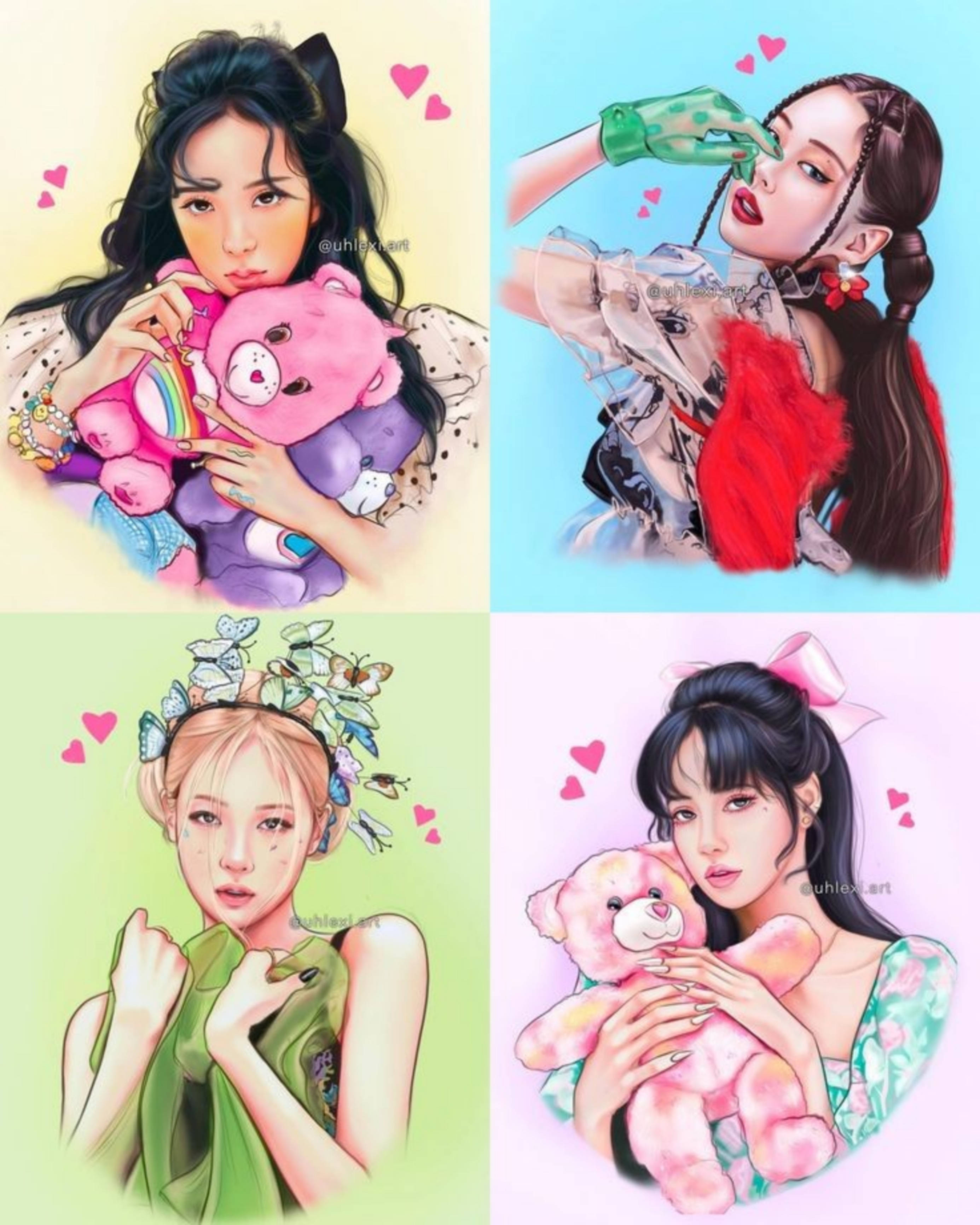 Blackpink, cartoon, cute girls, 2K Phone Wallpaper