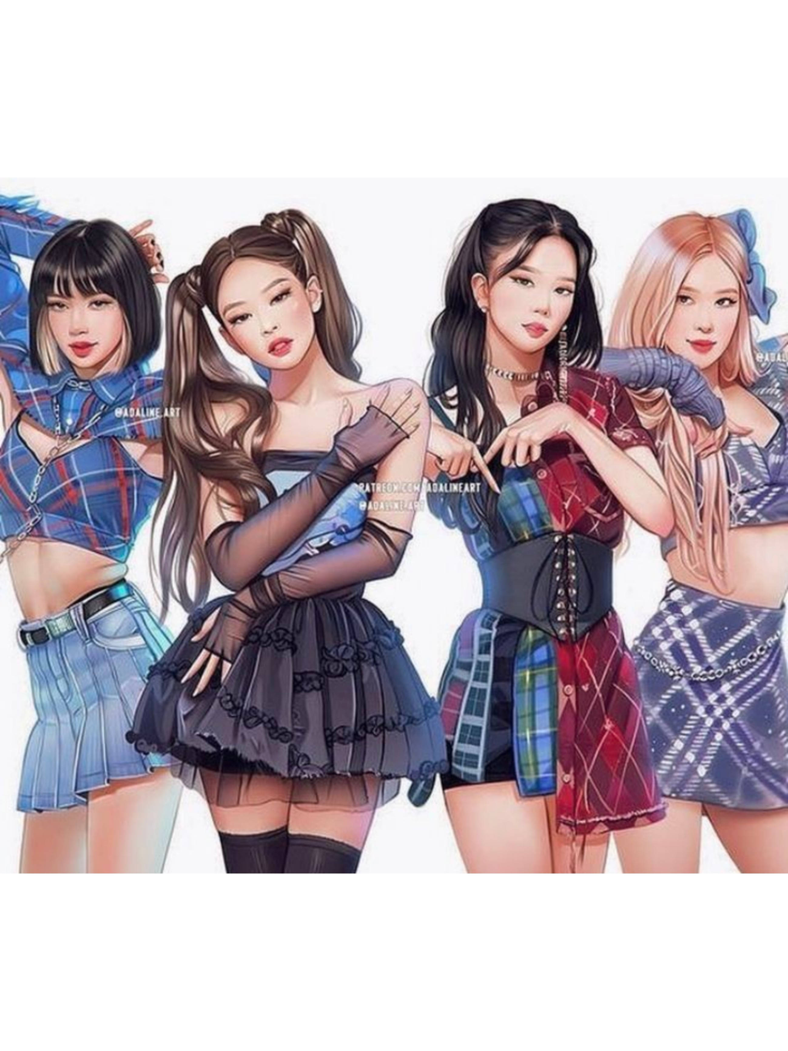 Blackpink, cartoon, anime, 2K Phone Wallpaper