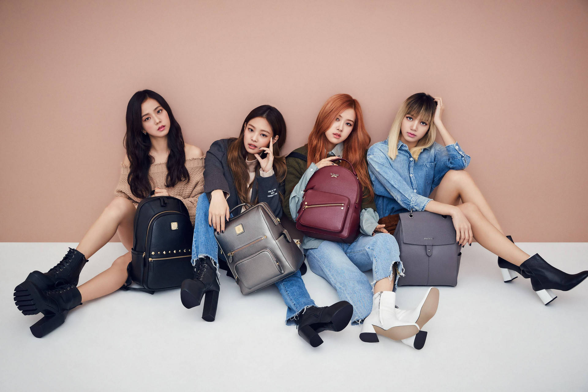 Blackpink, tan wall, soft pink wall, Full HD Desktop Wallpaper