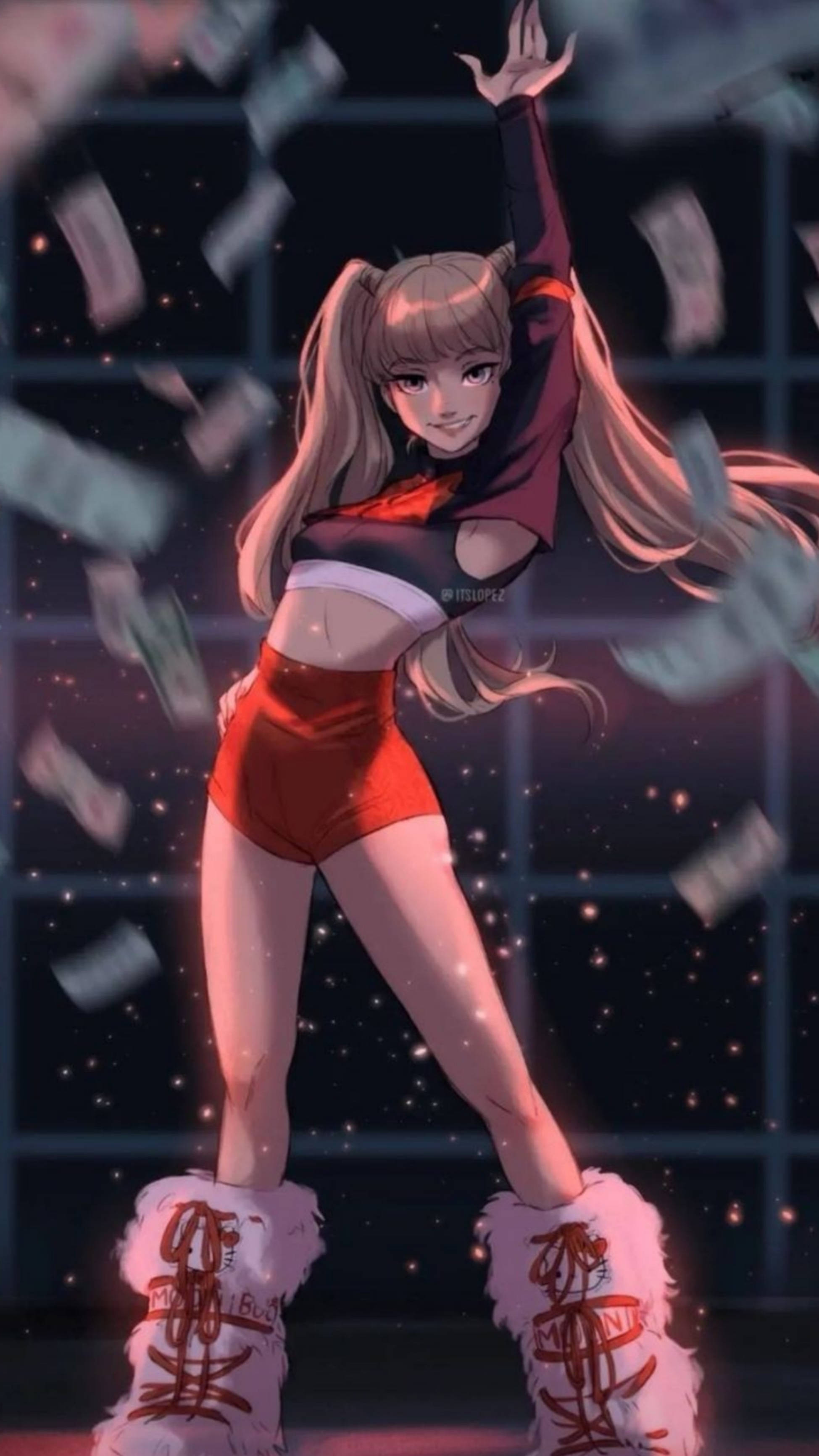 Blackpink, Lisa, cartoon aesthetic, 2K Phone Wallpaper