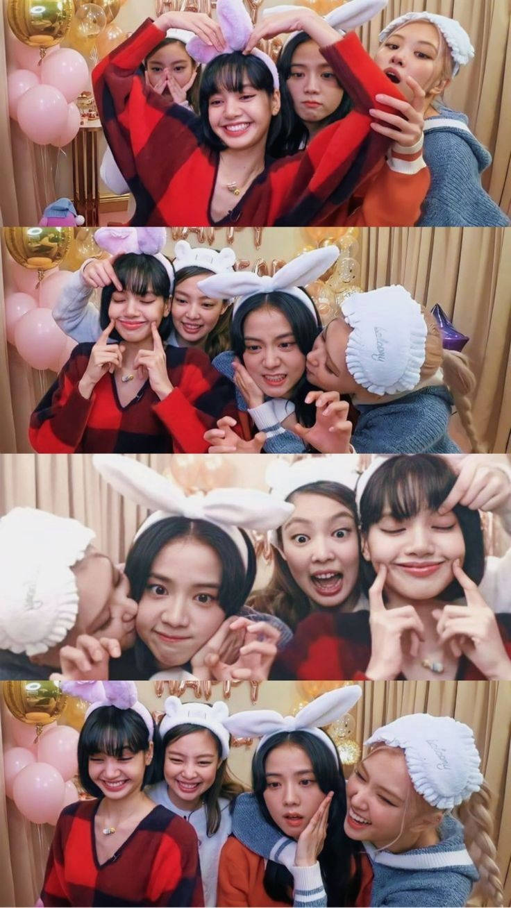 Blackpink, bunny ears, pink balloons, HD Phone Wallpaper