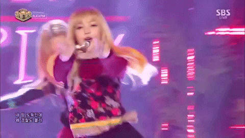 Blackpink Lisa, vibrant purple lit stage, glowing pink lights, SD Desktop Wallpaper